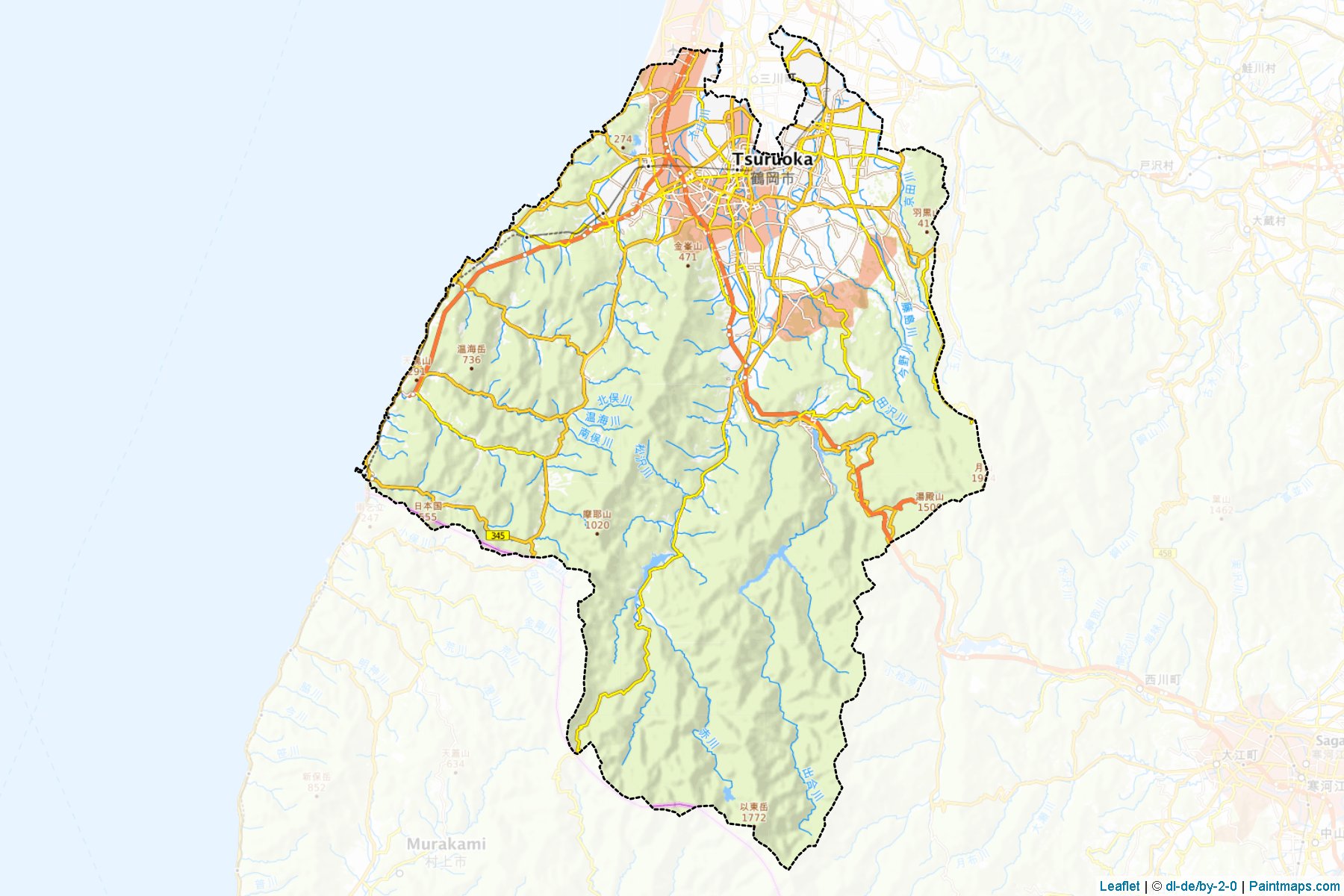 Muestras de recorte de mapas Tsuruoka (Yamagata)-1