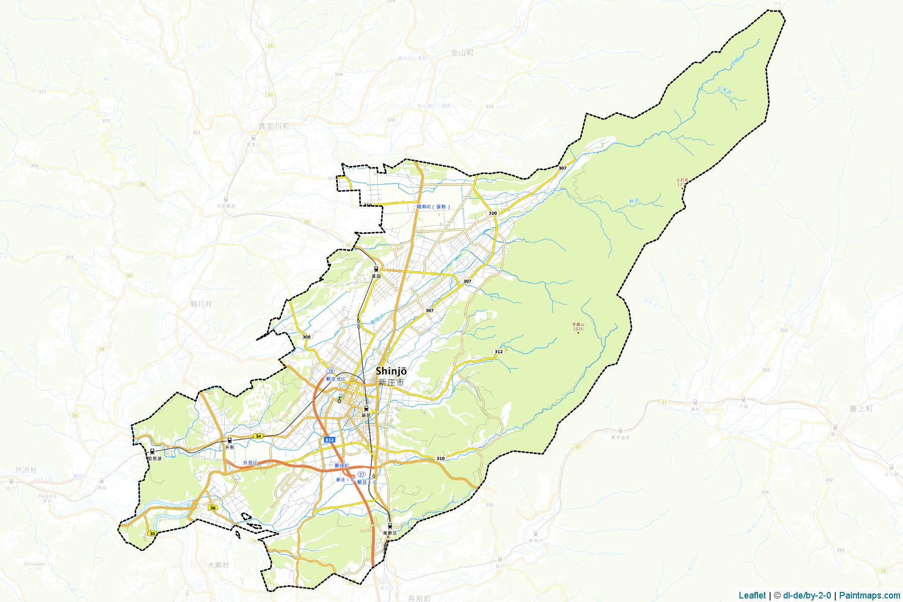 Muestras de recorte de mapas Shinjo (Yamagata)-1