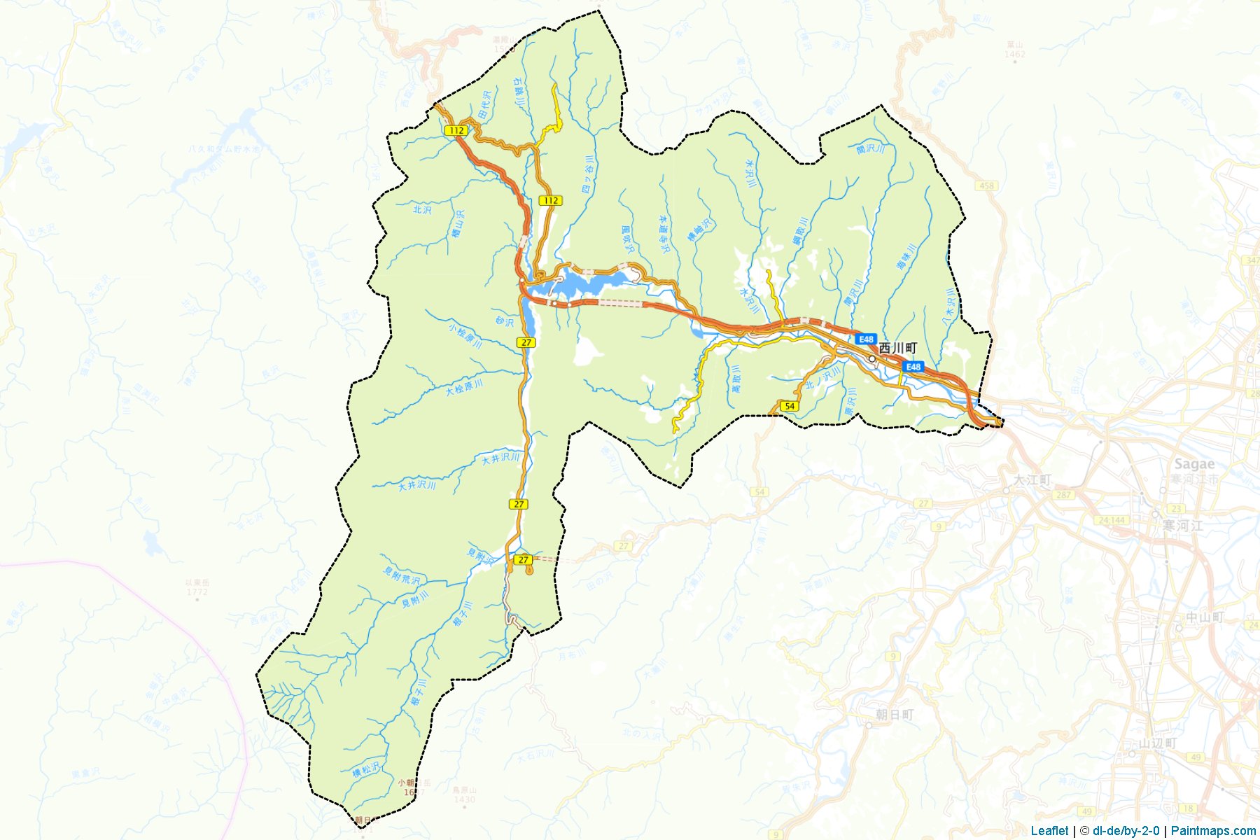 Nishikawa (Yamagata Prefecture) Map Cropping Samples-1