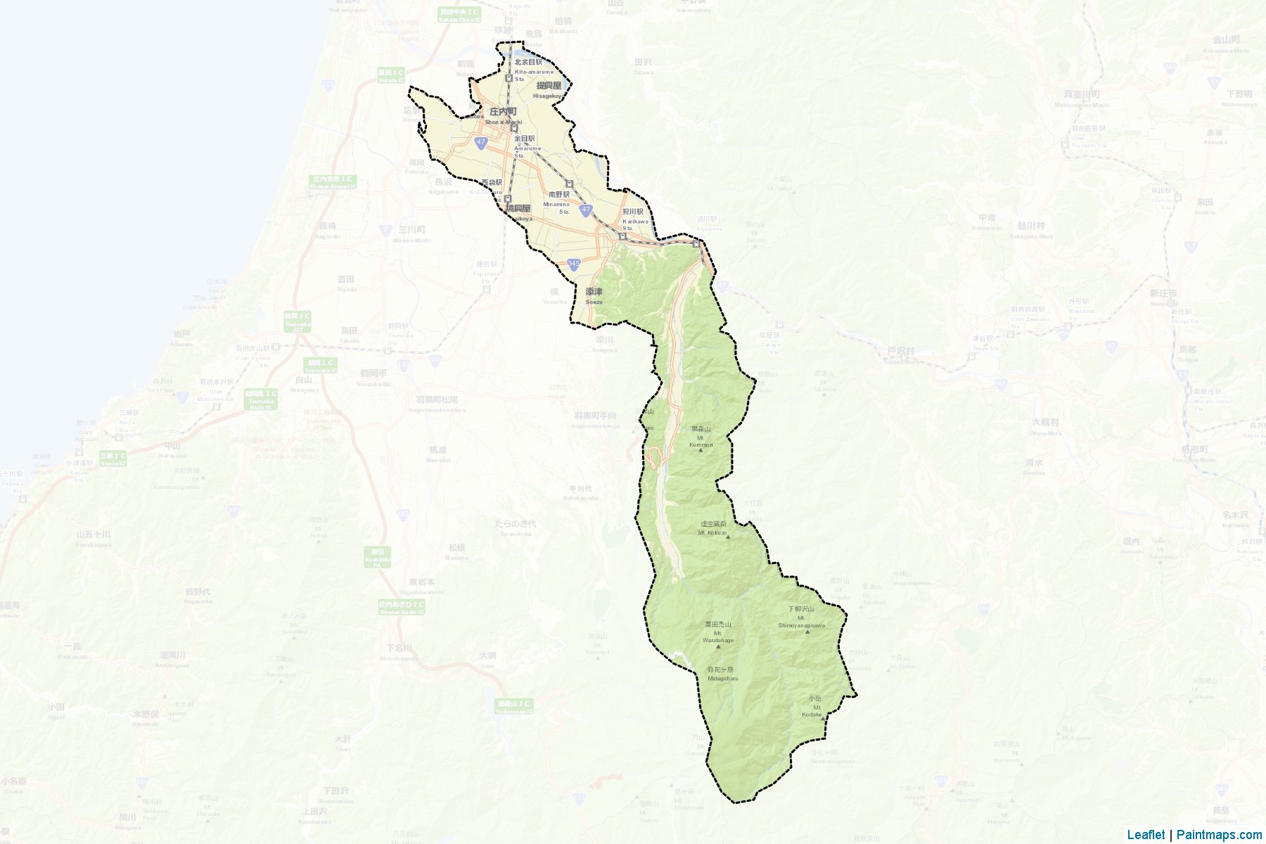 Shonai (Yamagata Prefecture) Map Cropping Samples-2