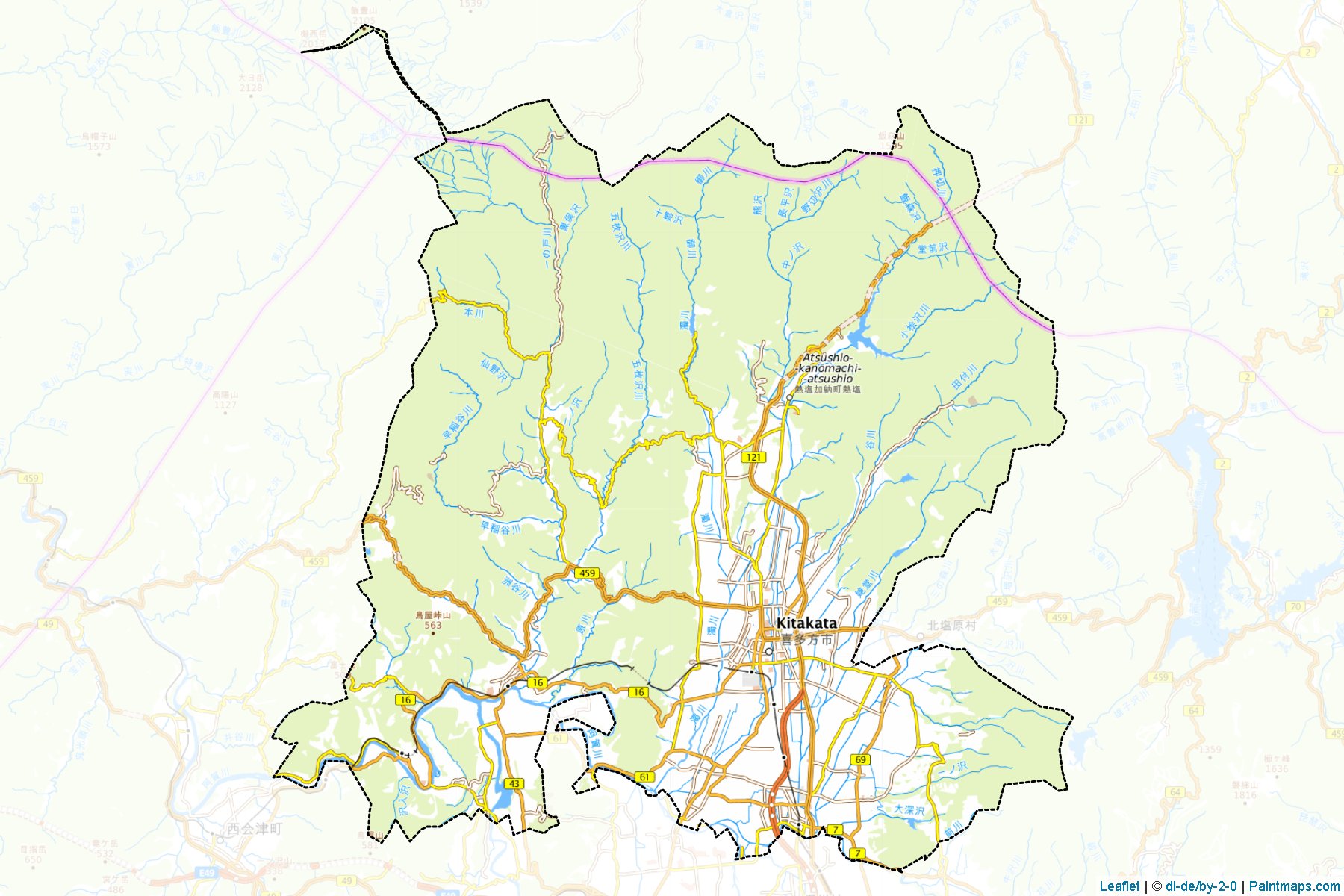 Muestras de recorte de mapas Kitakata (Fukushima)-1