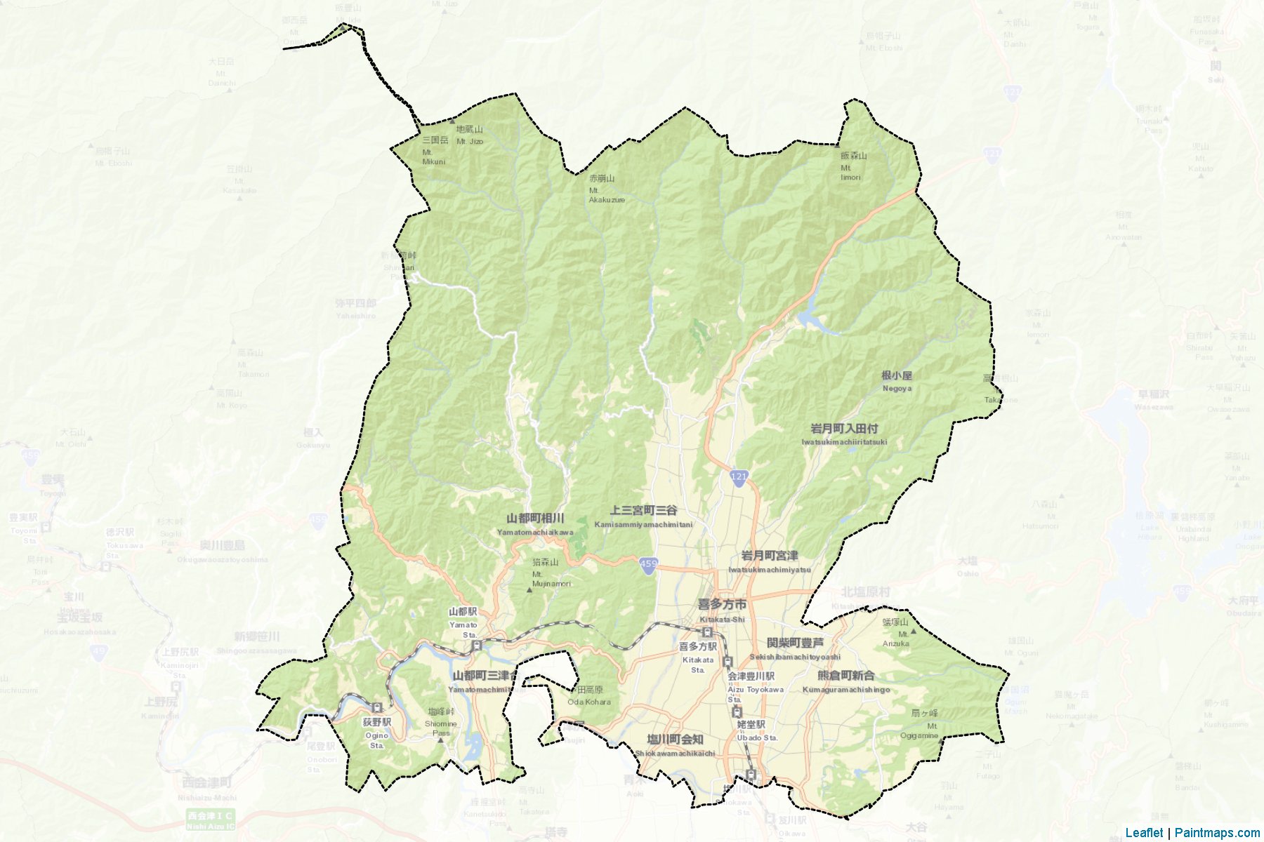 Muestras de recorte de mapas Kitakata (Fukushima)-2