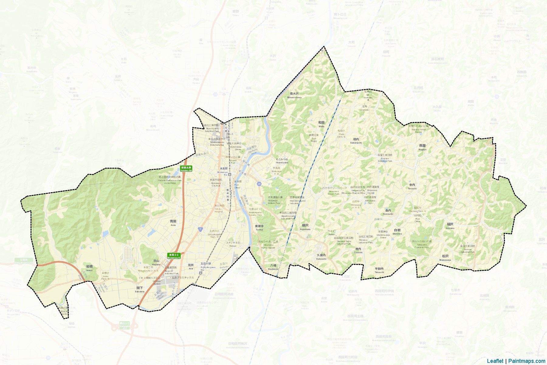 Muestras de recorte de mapas Motomiya (Fukushima)-2