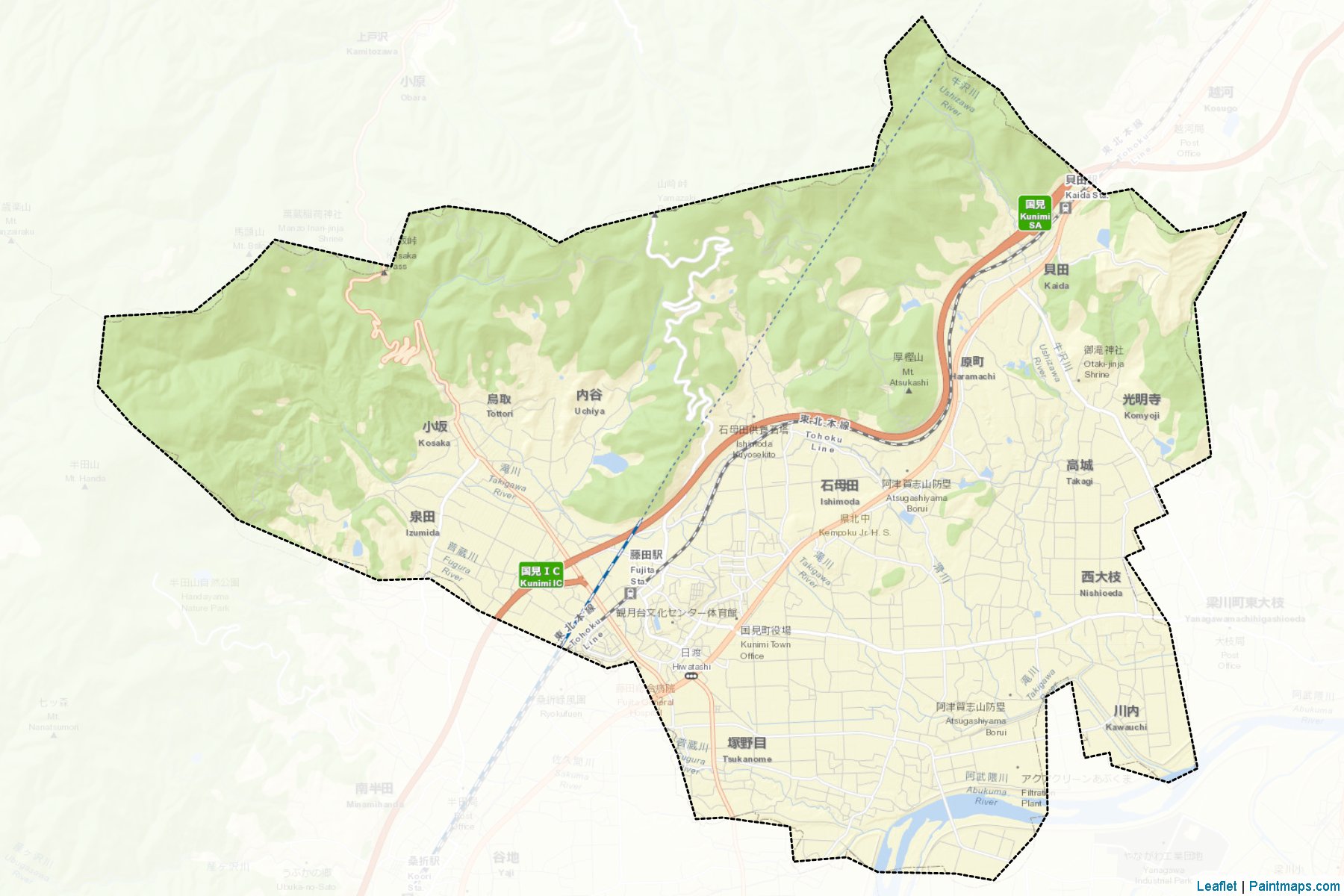 Kunimi (Fukushima Prefecture) Map Cropping Samples-2