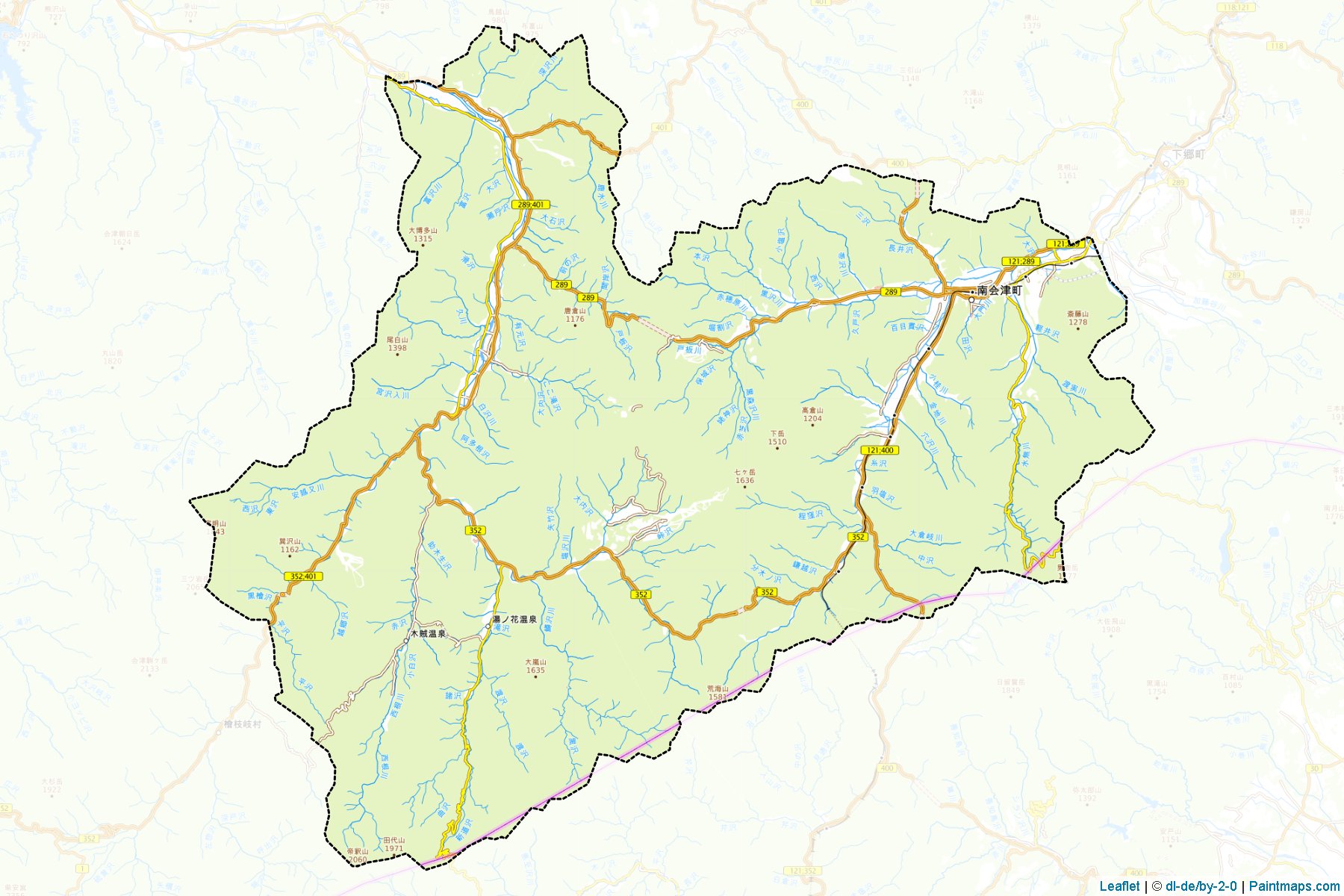 Minamiaizu (Fukuşima Prefektörlüğü) Haritası Örnekleri-1