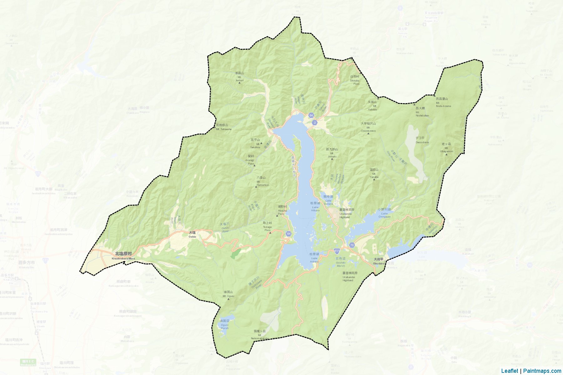 Muestras de recorte de mapas Kitashiobara (Fukushima)-2