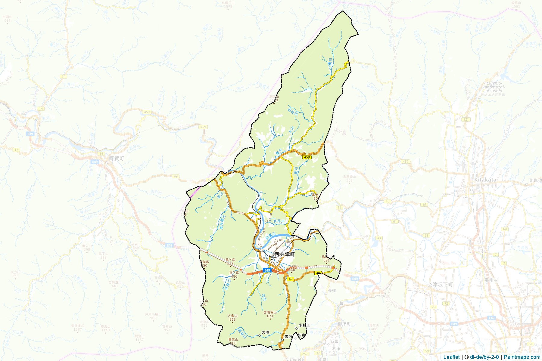 Nishiaizu (Fukuşima Prefektörlüğü) Haritası Örnekleri-1