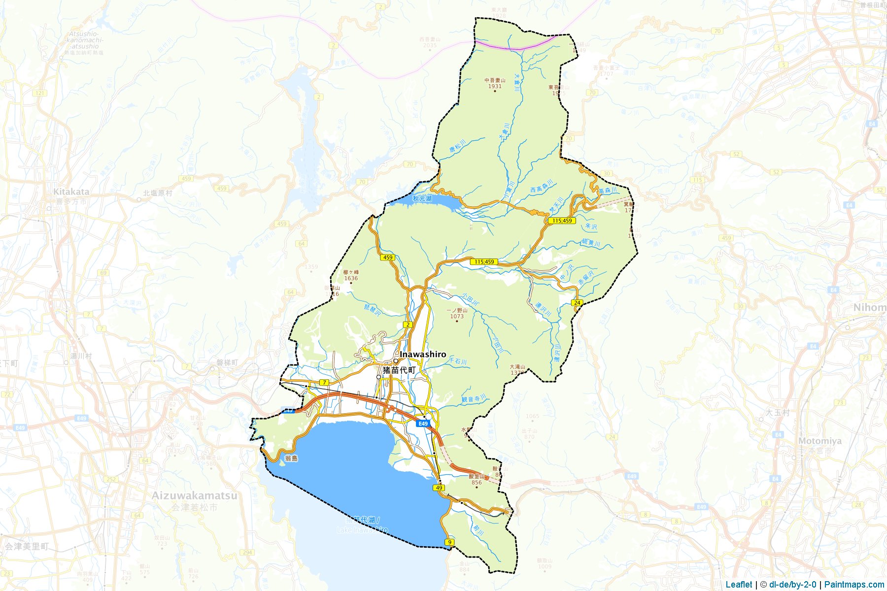 Muestras de recorte de mapas Inawashiro (Fukushima)-1