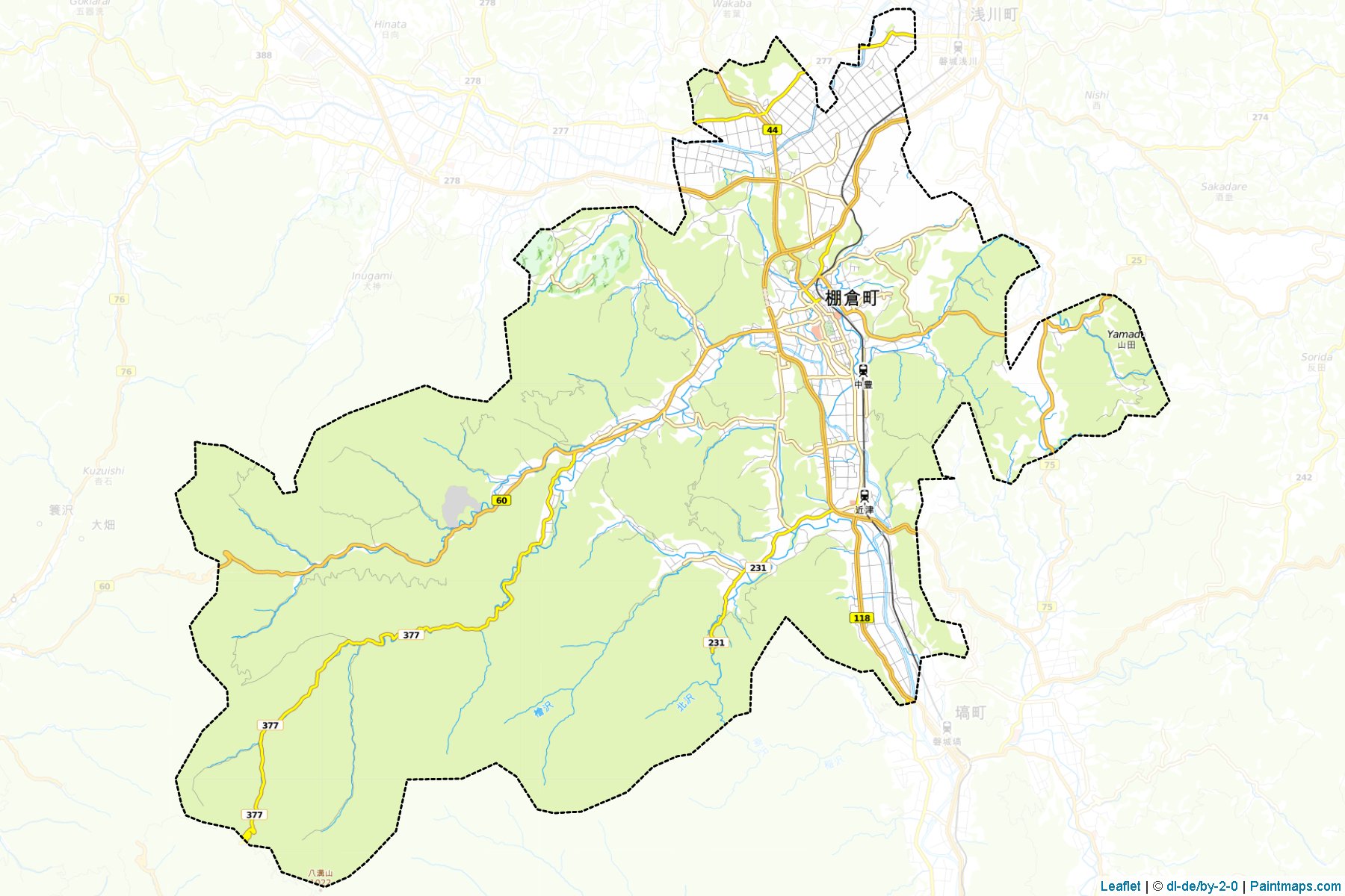 Tanagura (Fukushima Prefecture) Map Cropping Samples-1