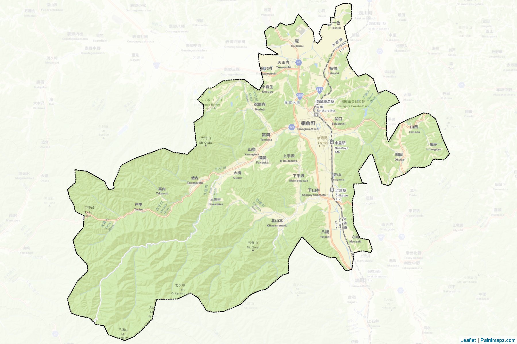 Tanagura (Fukushima Prefecture) Map Cropping Samples-2