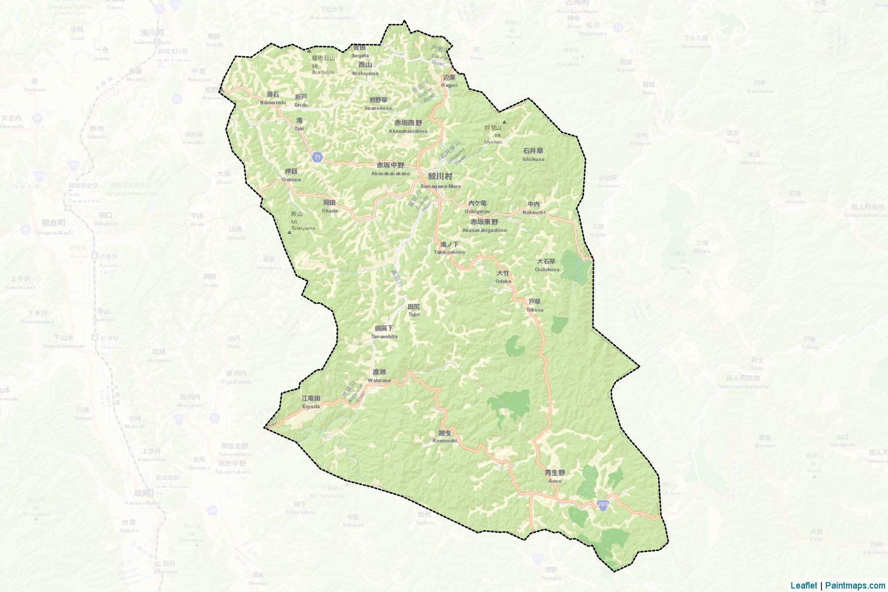 Muestras de recorte de mapas Samegawa (Fukushima)-2