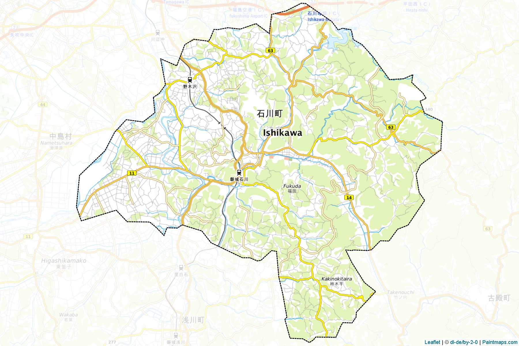 Ishikawa (Fukushima Prefecture) Map Cropping Samples-1