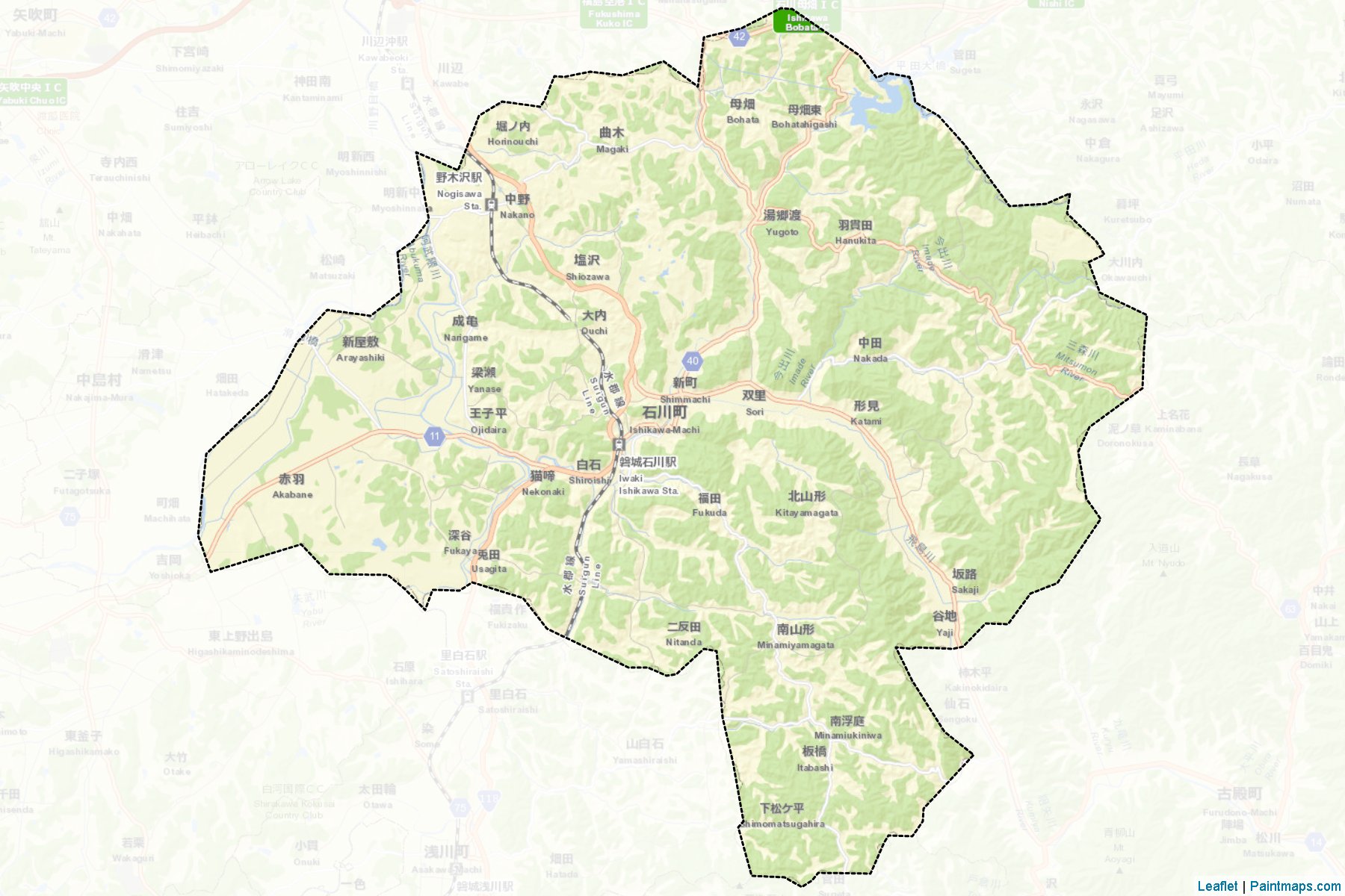 Ishikawa (Fukushima Prefecture) Map Cropping Samples-2