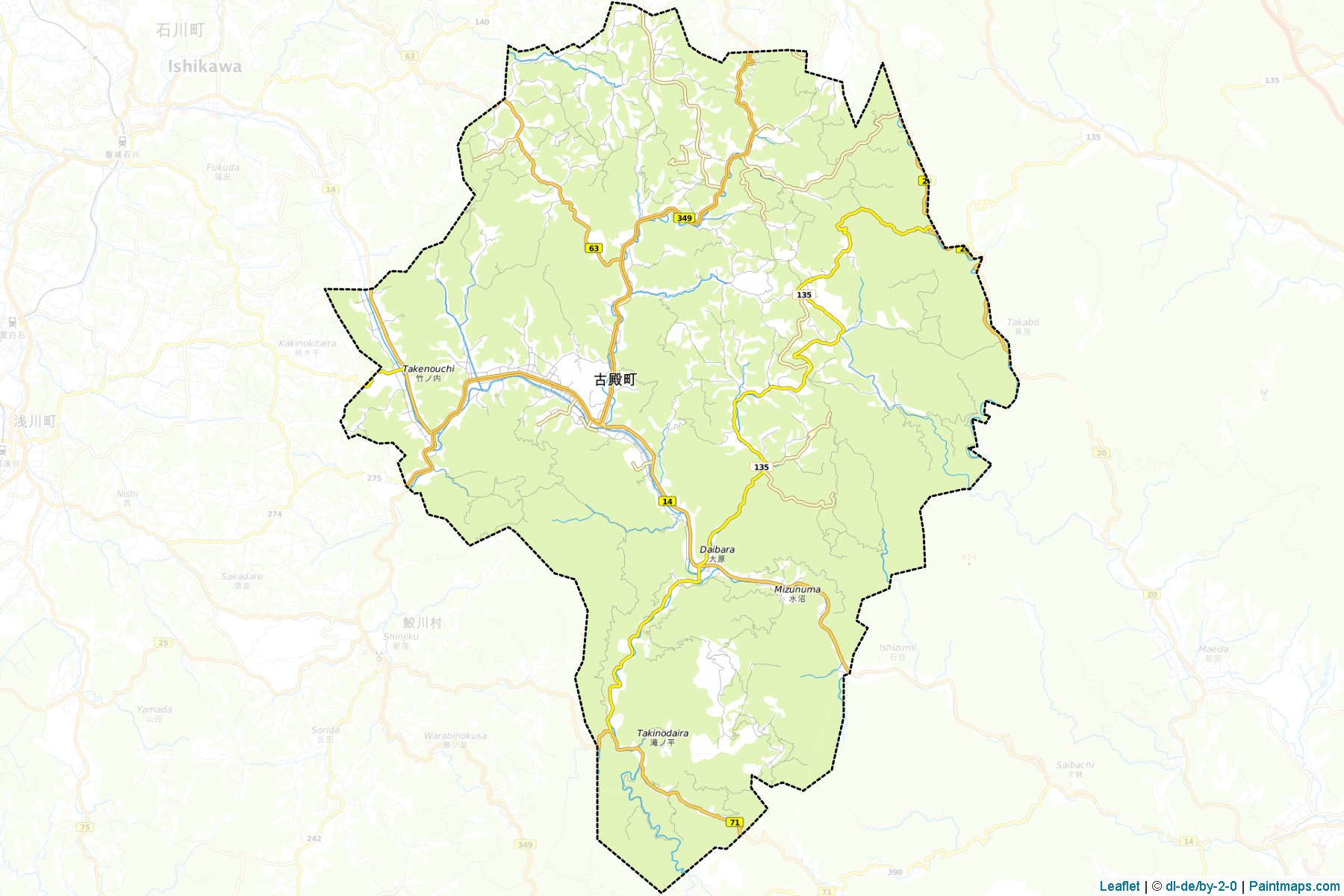 Furudono (Fukushima Prefecture) Map Cropping Samples-1