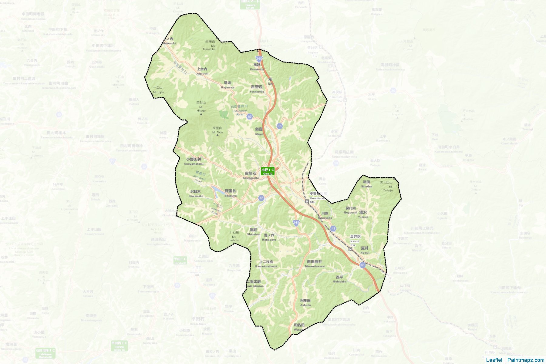 Ono (Fukushima Prefecture) Map Cropping Samples-2