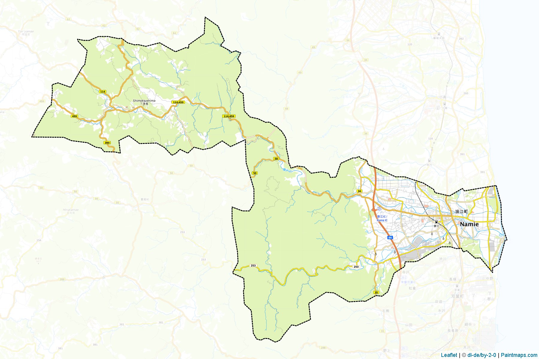 Namie (Fukushima Prefecture) Map Cropping Samples-1