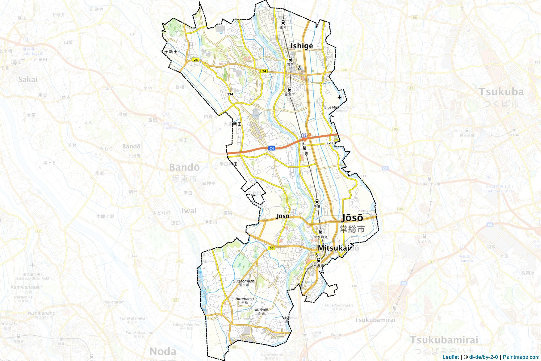 Muestras de recorte de mapas Joso (Ibaraki)-1