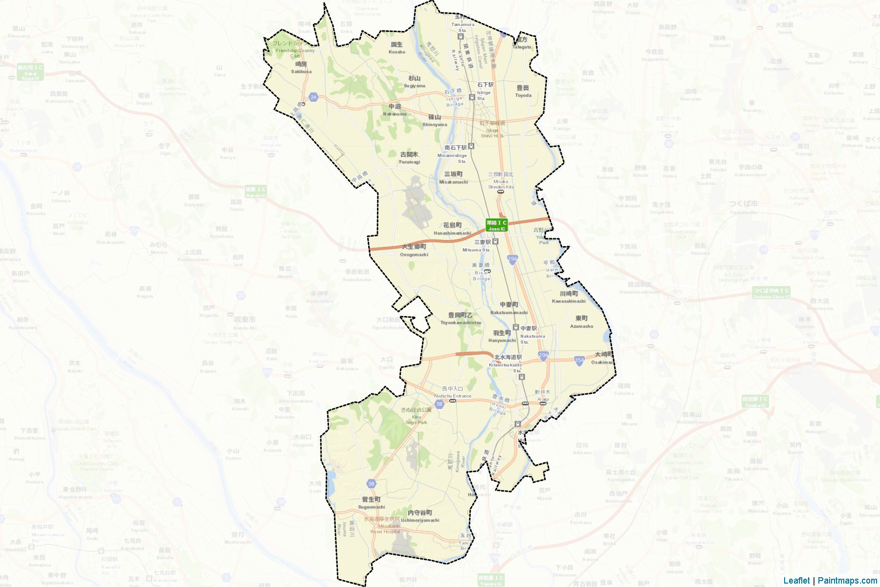 Joso (Ibaraki Prefecture) Map Cropping Samples-2