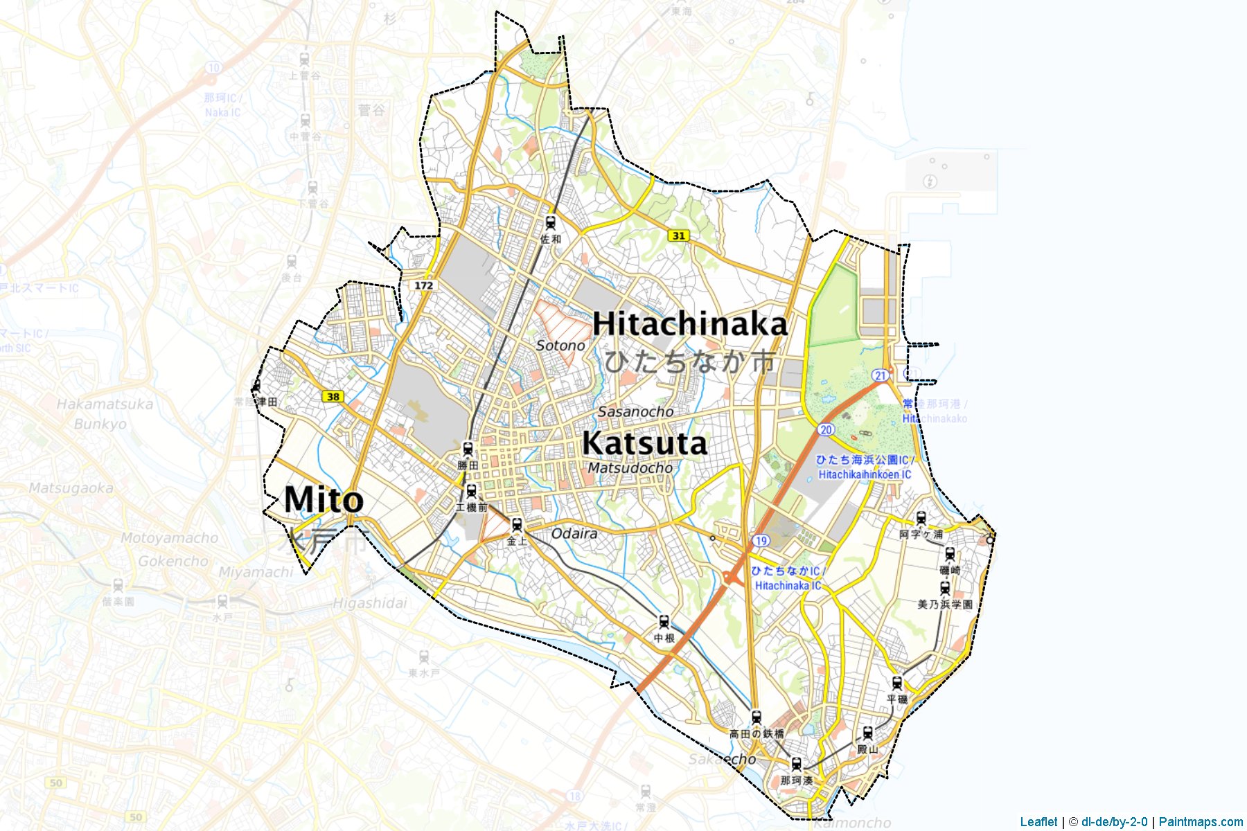 Muestras de recorte de mapas Hitachinaka (Ibaraki)-1