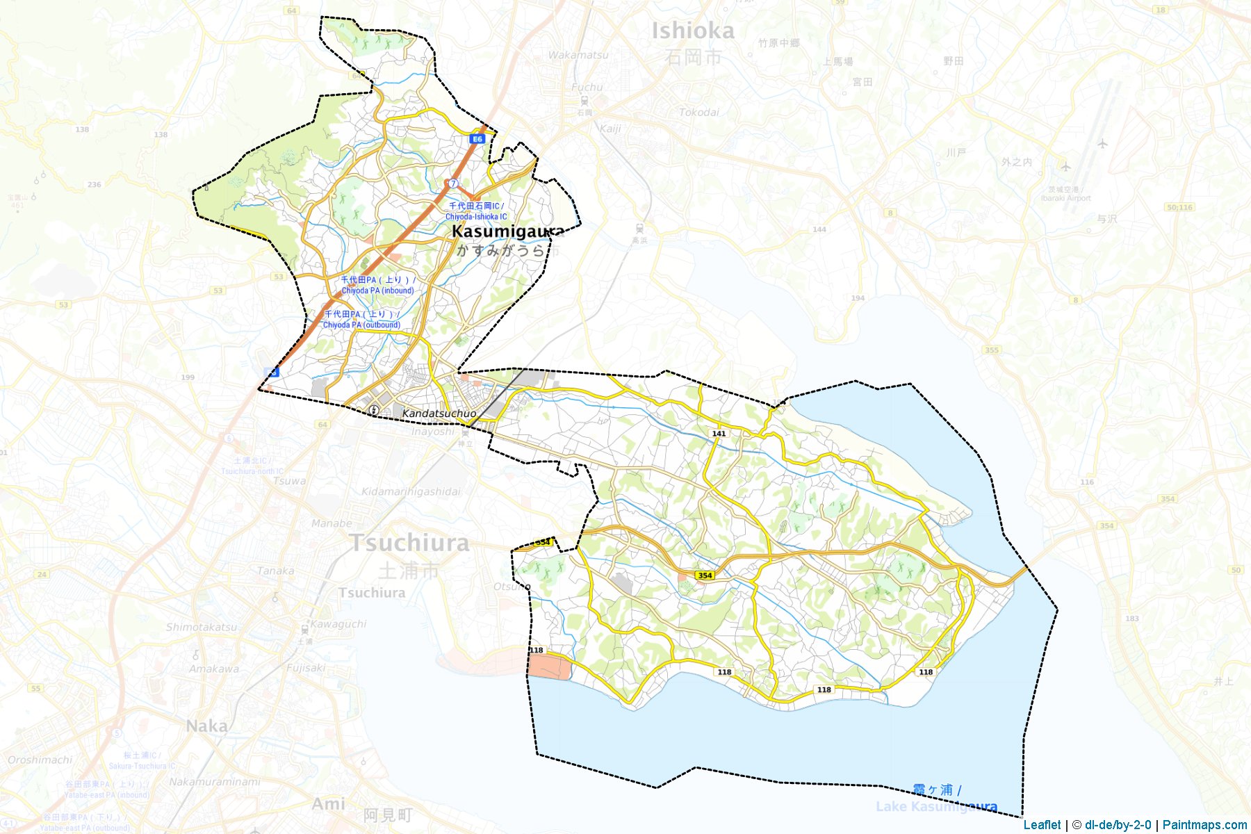 Muestras de recorte de mapas Kasumigaura (Ibaraki)-1