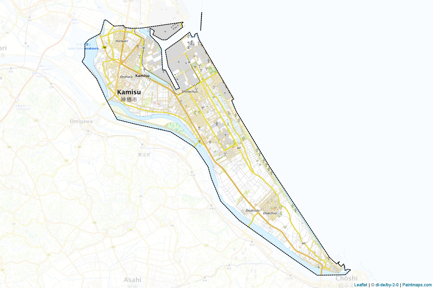 Muestras de recorte de mapas Kamisu (Ibaraki)-1