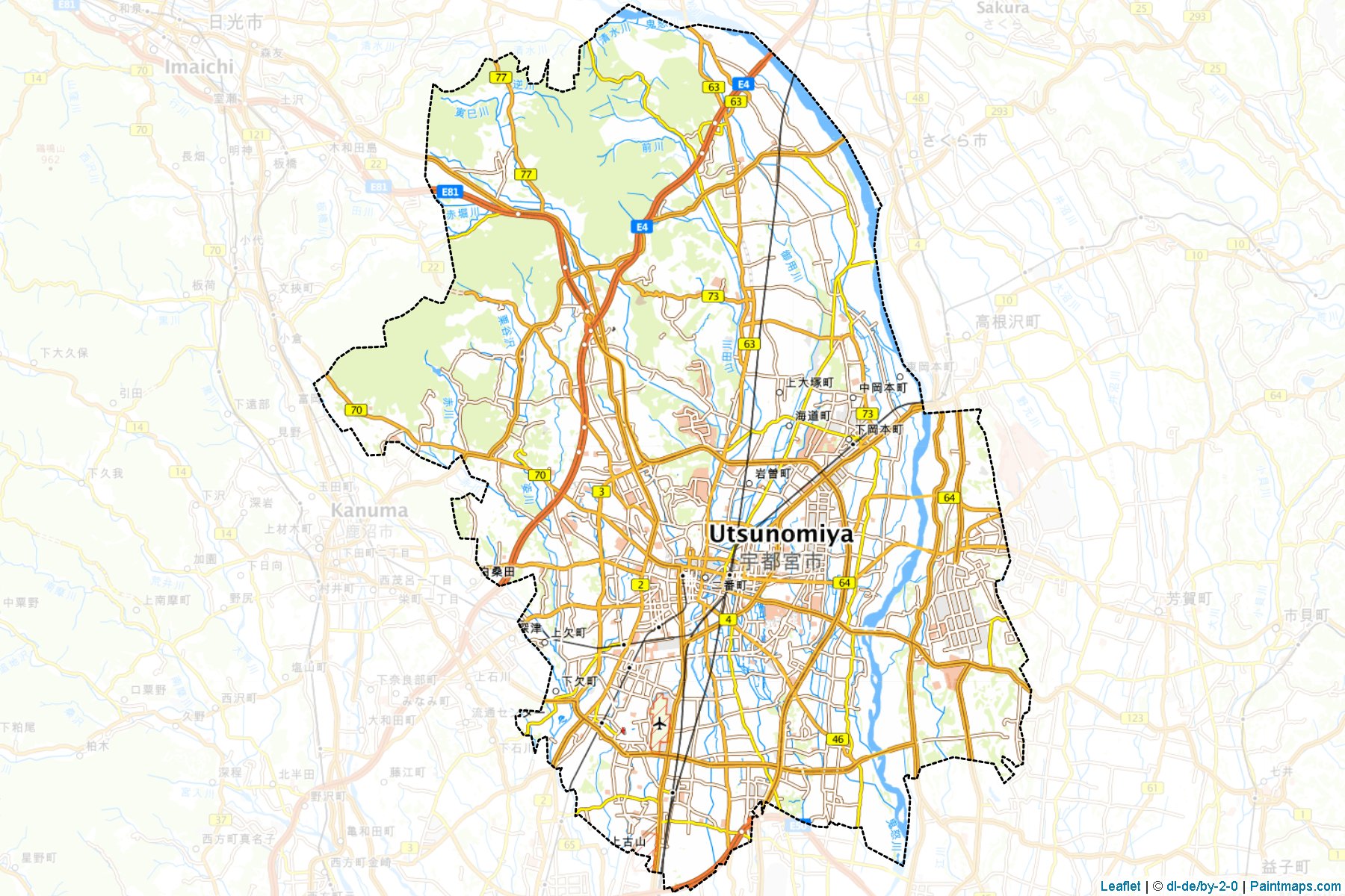 Utsunomiya (Tochigi Prefecture) Map Cropping Samples-1