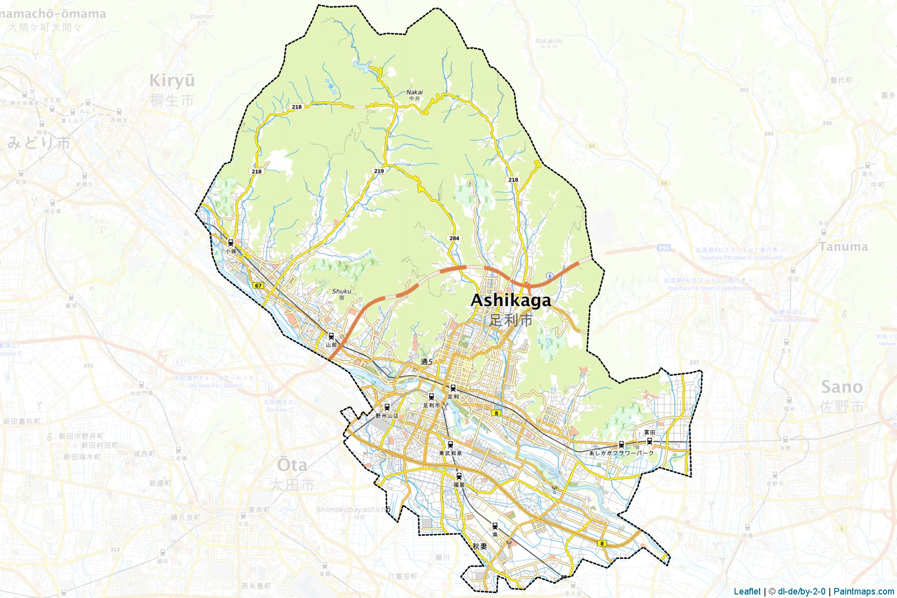 Muestras de recorte de mapas Ashikaga (Tochigi)-1