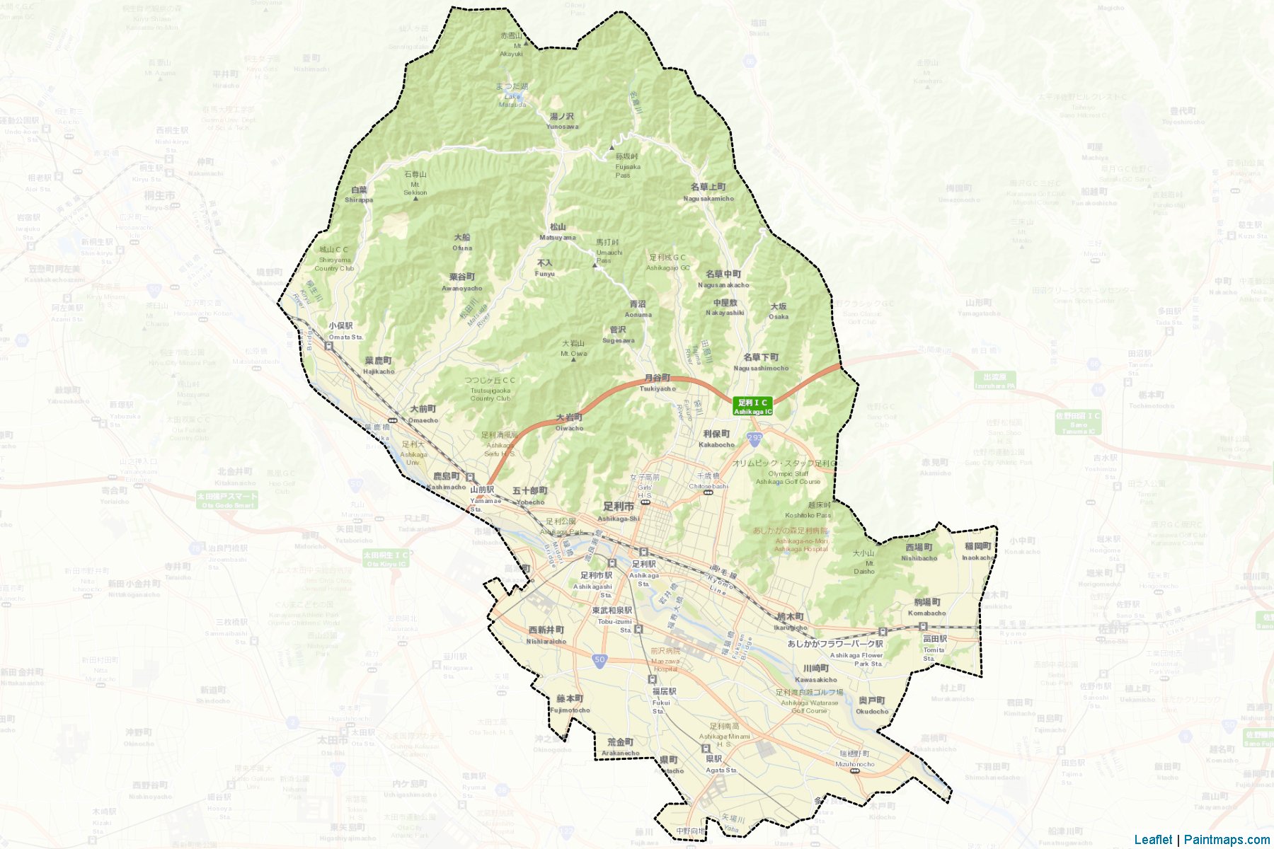 Muestras de recorte de mapas Ashikaga (Tochigi)-2