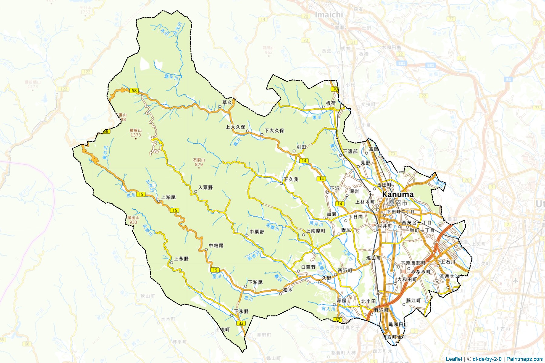 Kanuma (Tochigi Prefecture) Map Cropping Samples-1