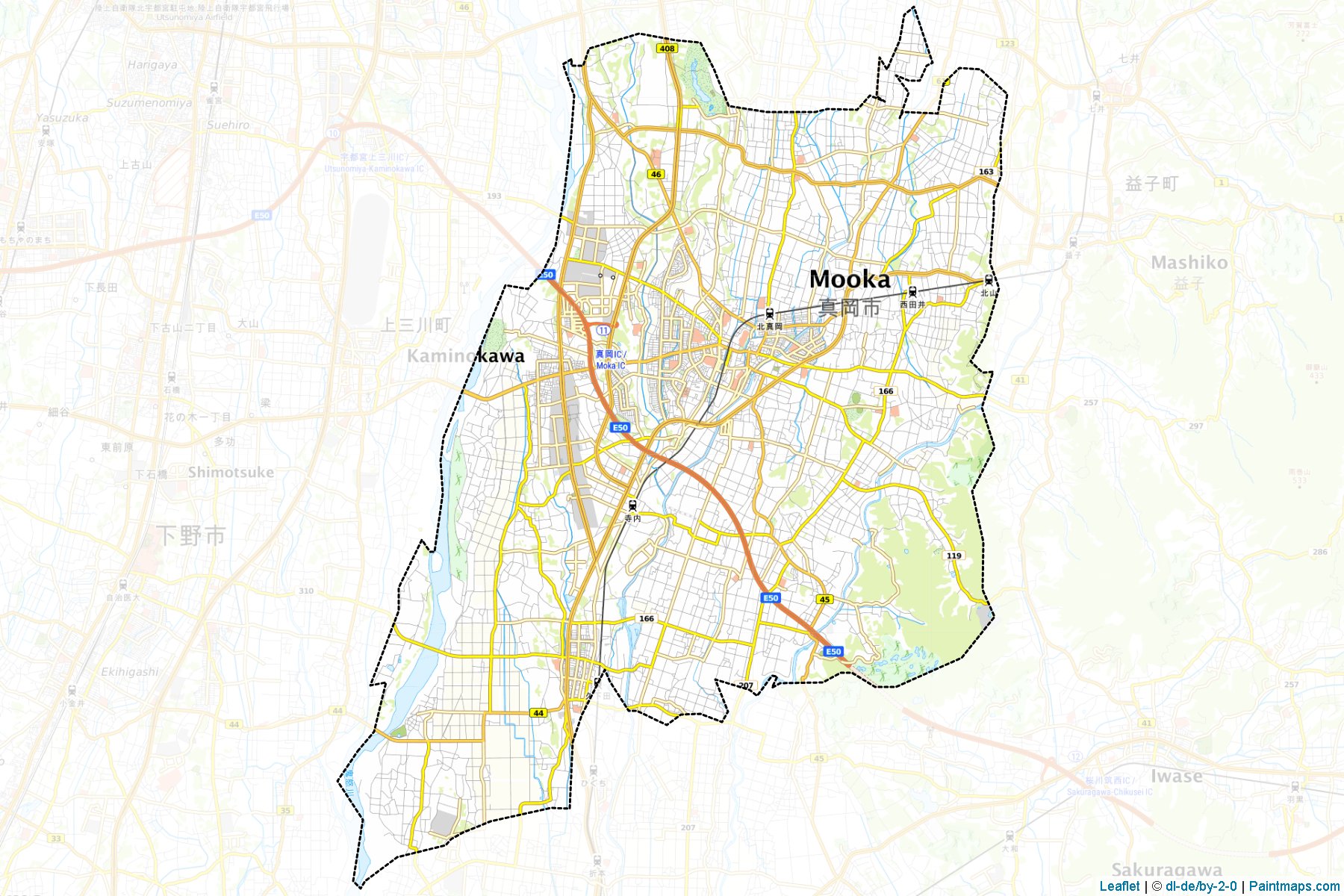 Mooka (Tochigi Prefecture) Map Cropping Samples-1