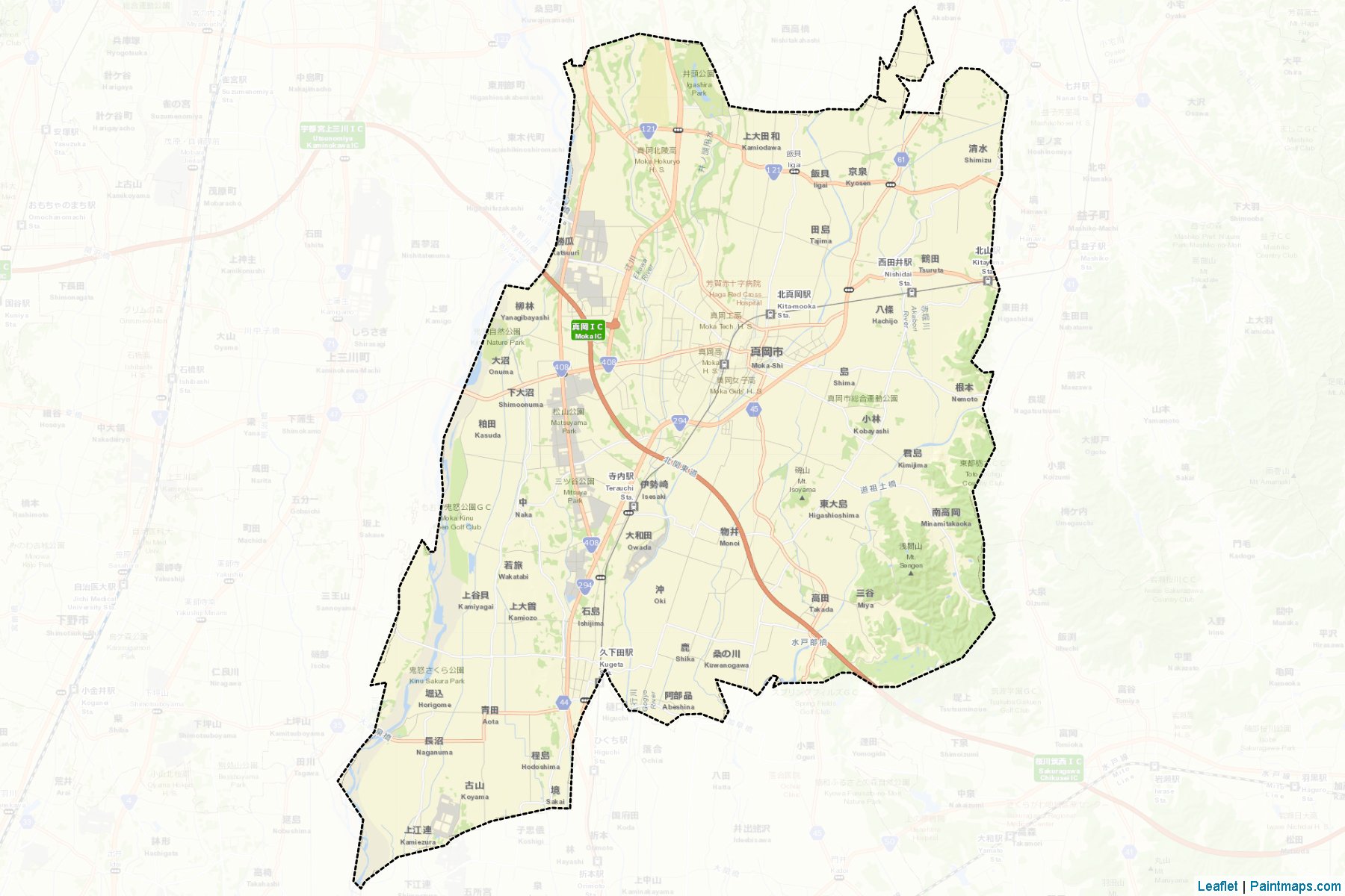 Mooka (Tochigi Prefecture) Map Cropping Samples-2