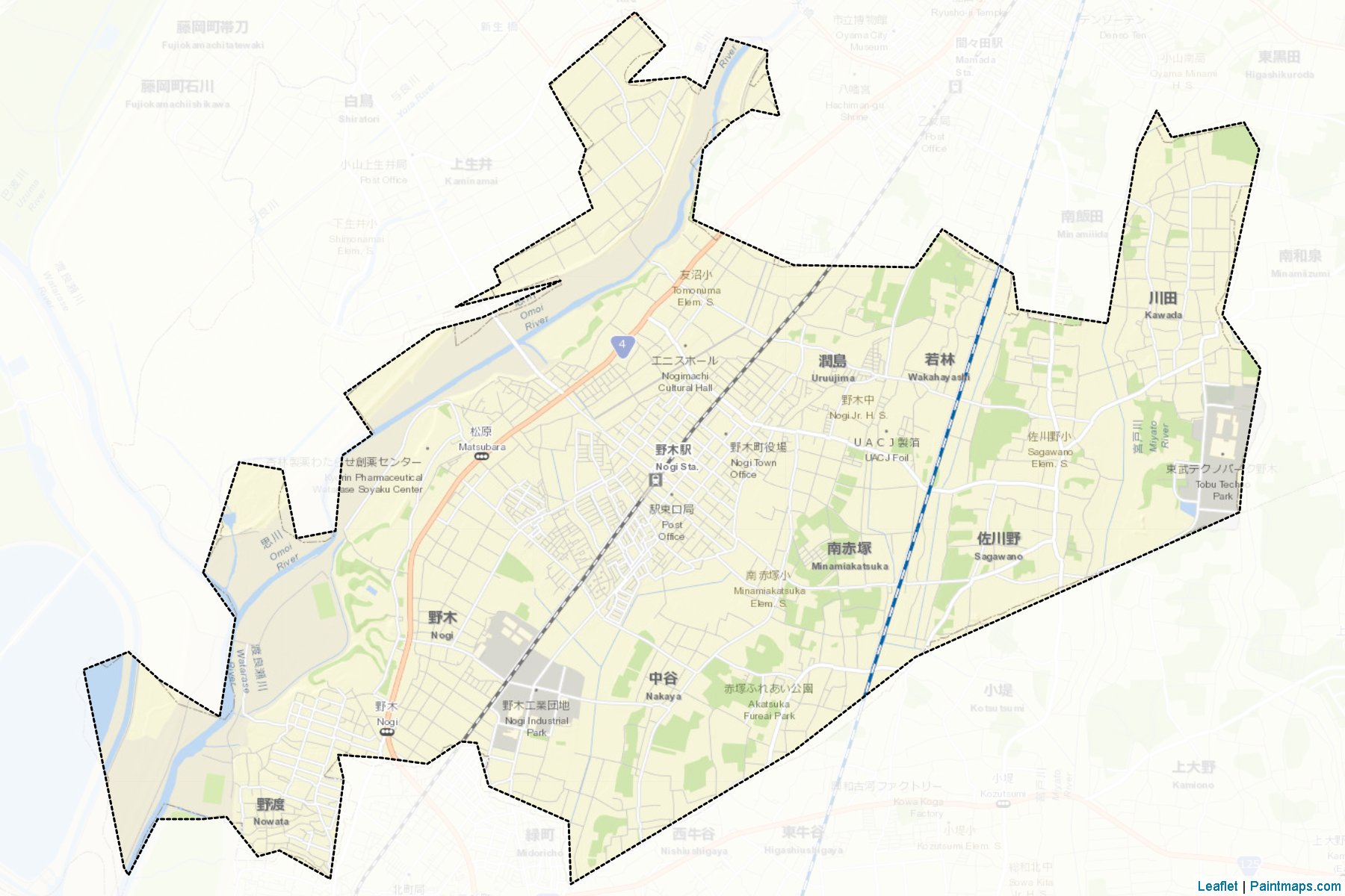 Nogi (Tochigi Prefecture) Map Cropping Samples-2