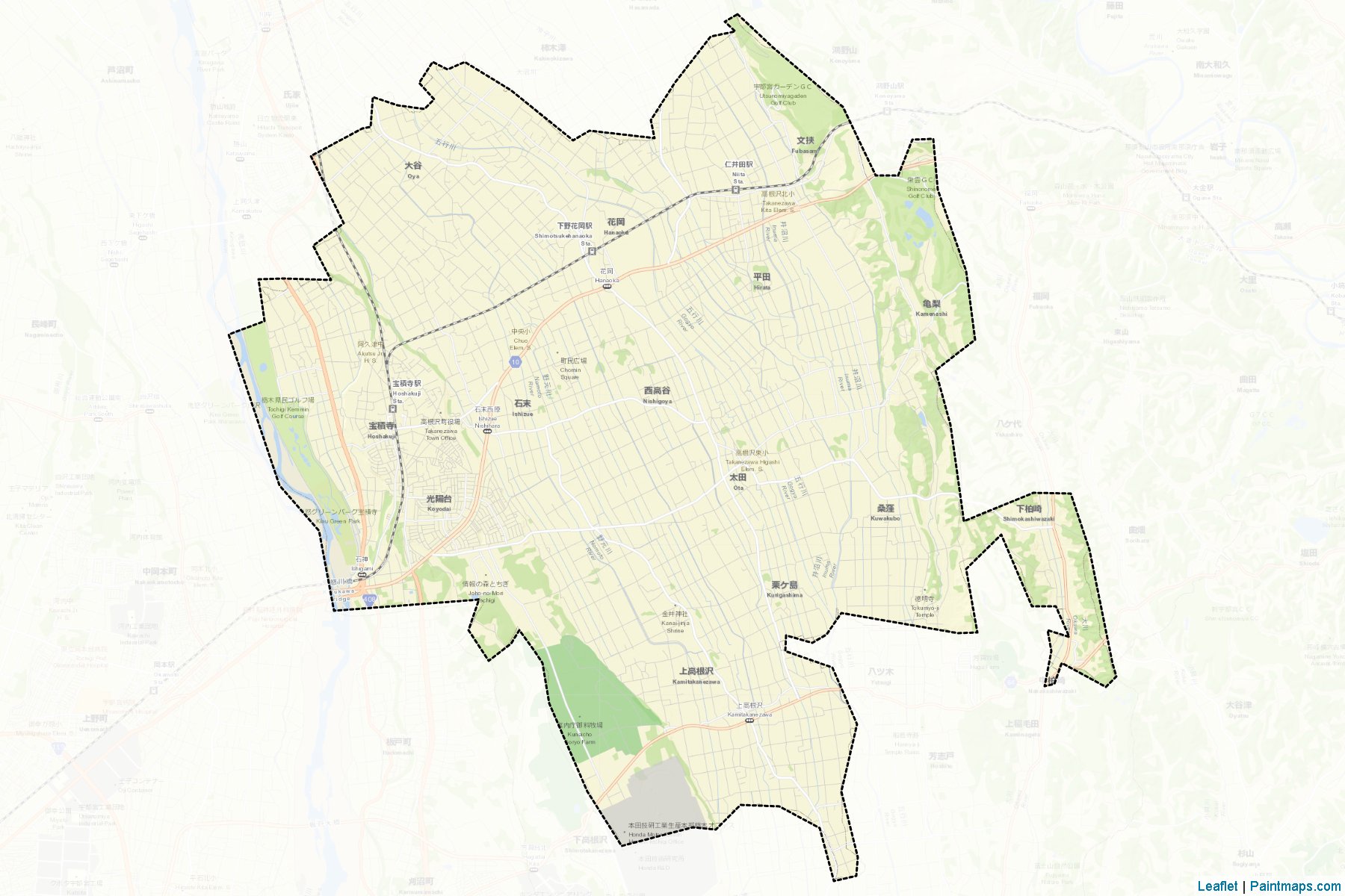 Takanezawa (Tochigi Prefecture) Map Cropping Samples-2