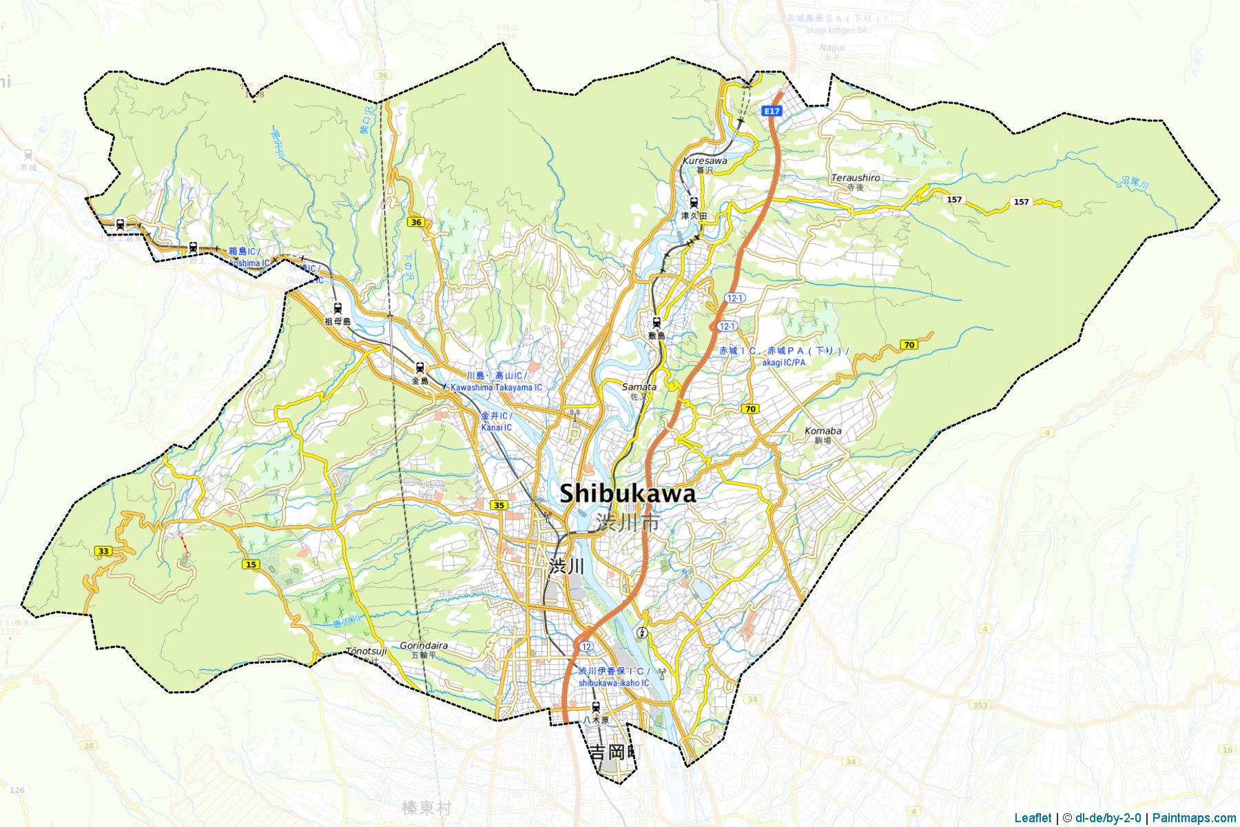 Muestras de recorte de mapas Shibukawa (Gunma)-1