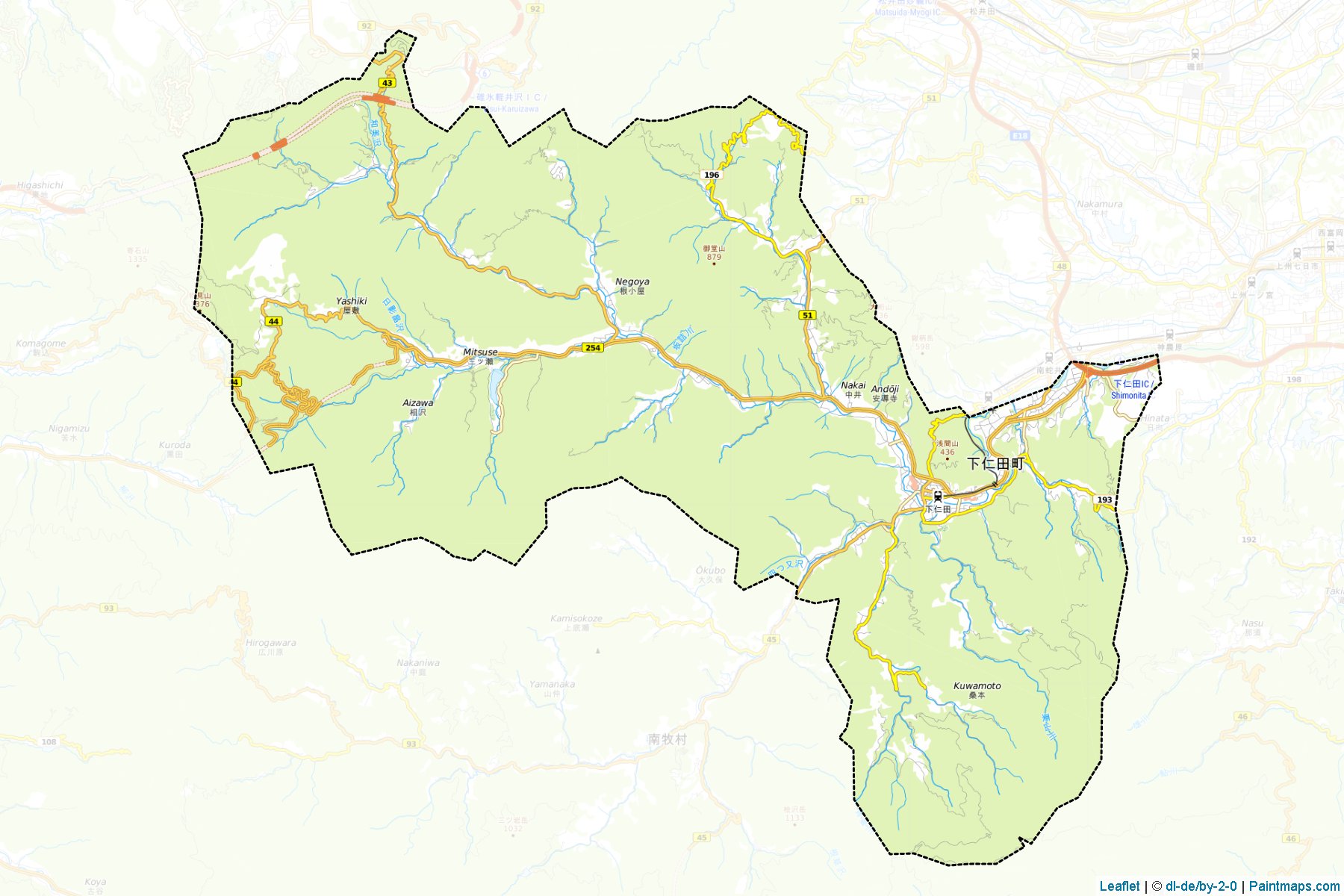 Muestras de recorte de mapas Shimonita (Gunma)-1