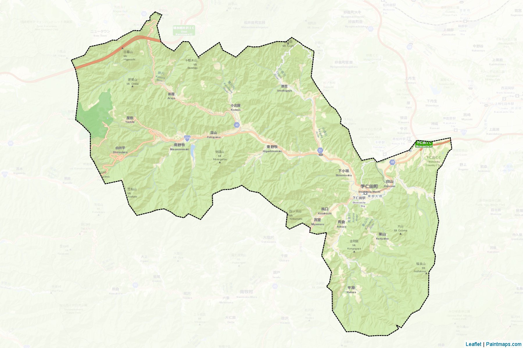 Muestras de recorte de mapas Shimonita (Gunma)-2