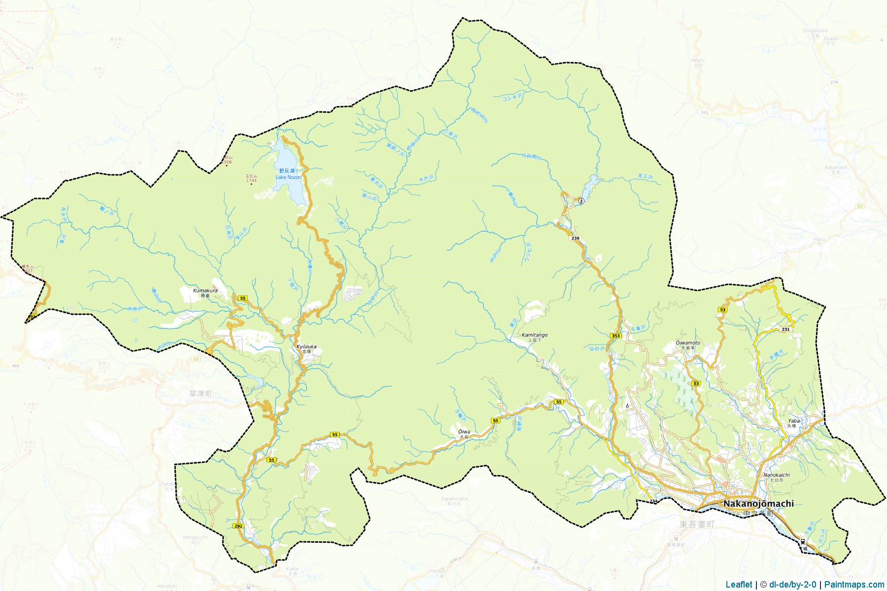 Nakanojo (Gunma Prefecture) Map Cropping Samples-1