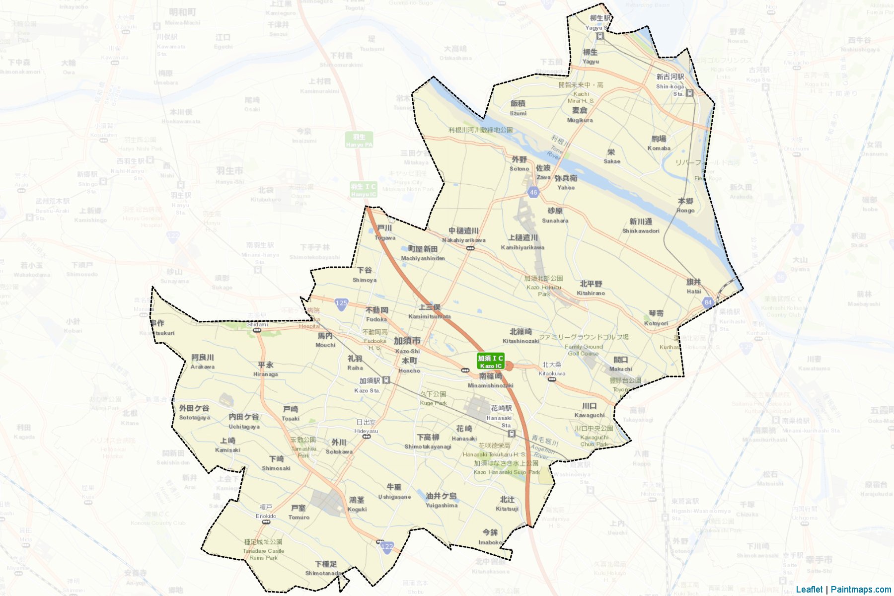 Kazo (Saitama Prefecture) Map Cropping Samples-2