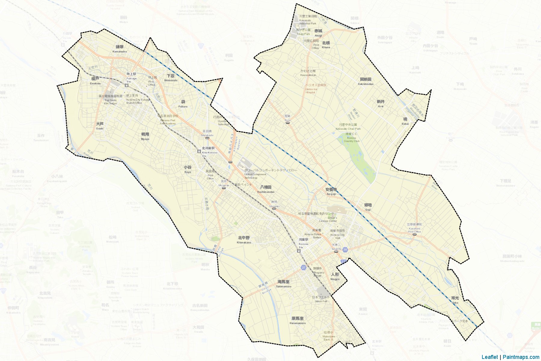 Konosu (Saitama Prefecture) Map Cropping Samples-2