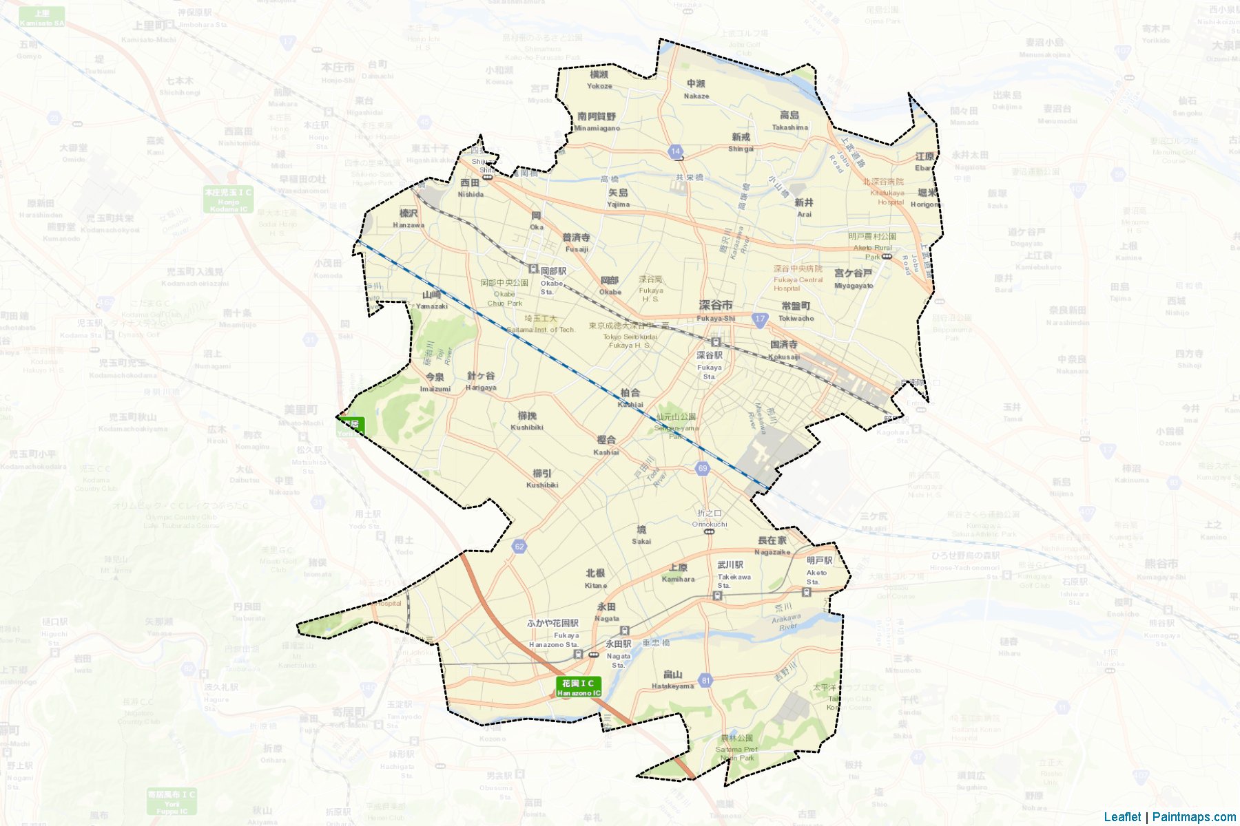 Muestras de recorte de mapas Fukaya (Saitama)-2