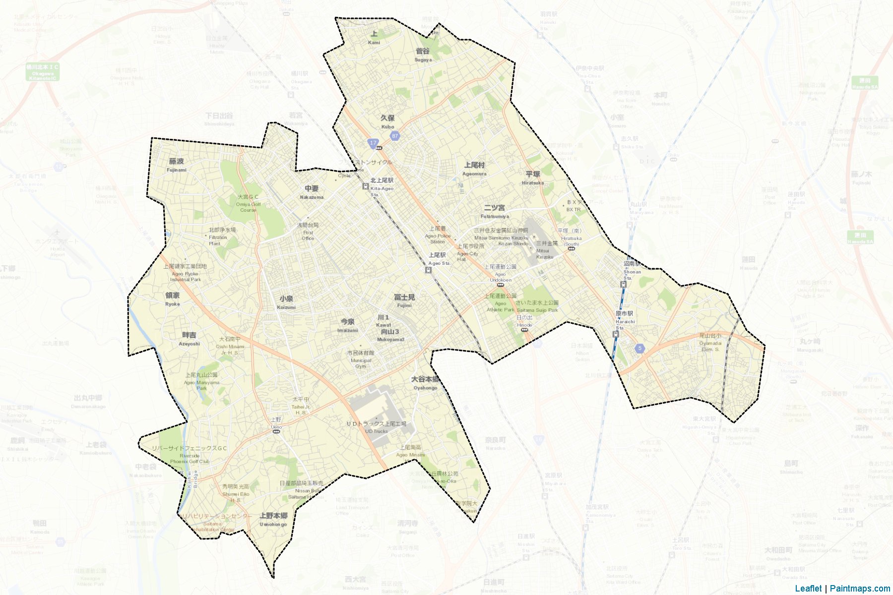 Ageo (Saitama Prefecture) Map Cropping Samples-2