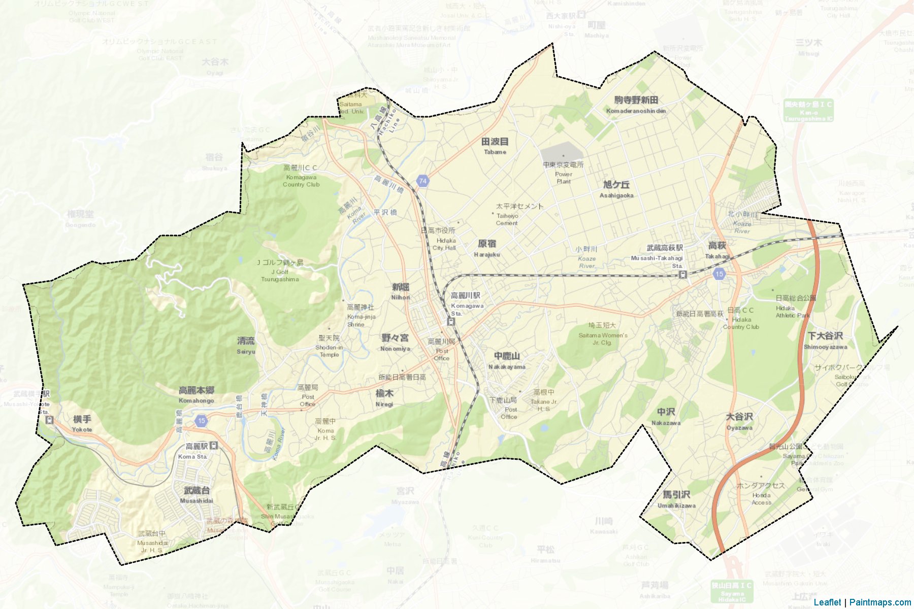 Muestras de recorte de mapas Hidaka (Saitama)-2