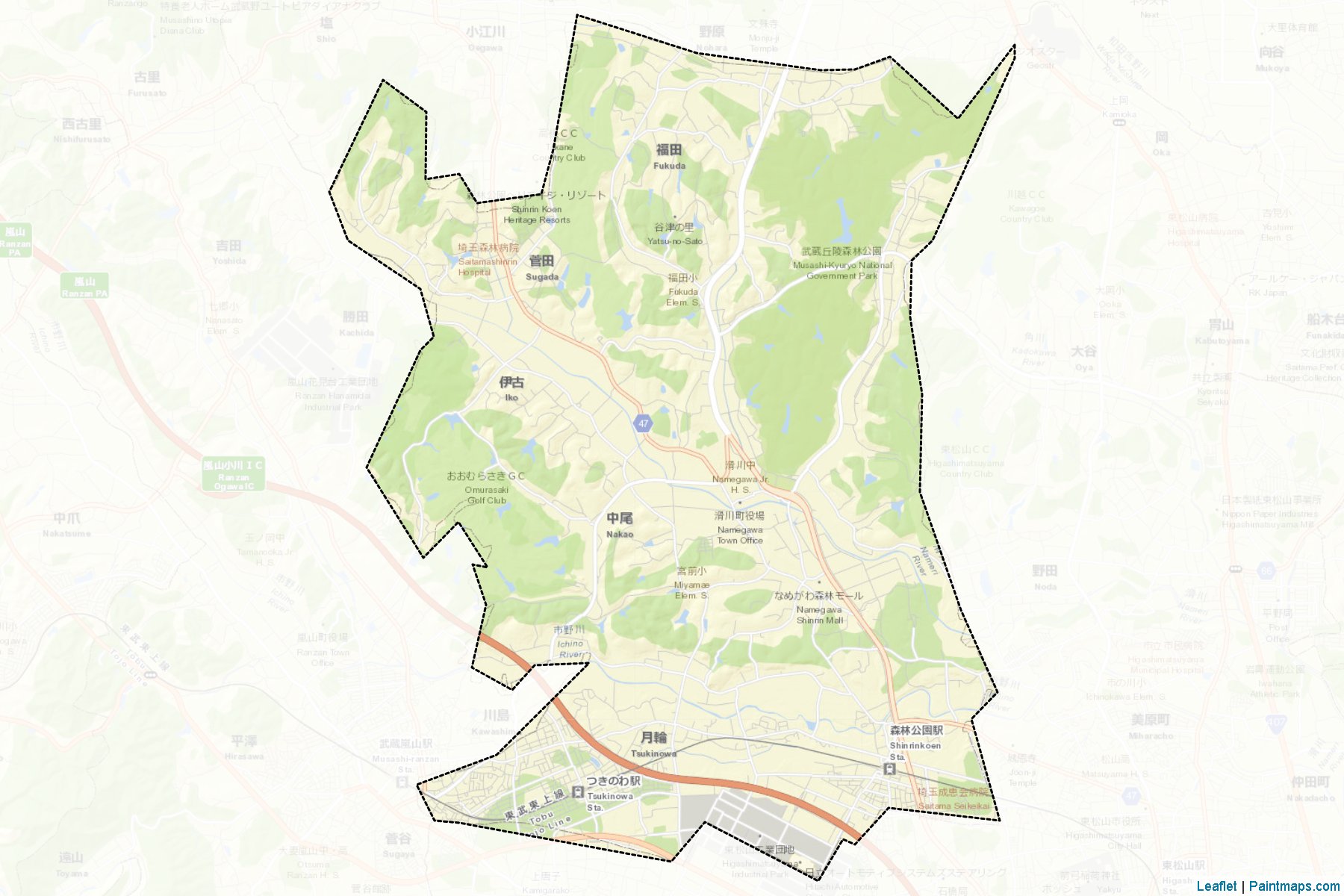 Namegawa (Saitama Prefecture) Map Cropping Samples-2