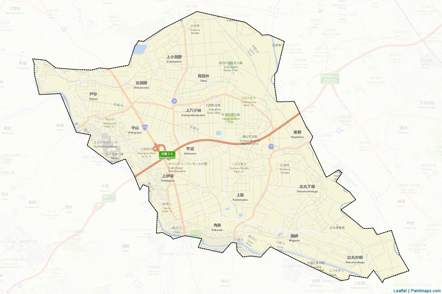 Muestras de recorte de mapas Kawajima (Saitama)-2