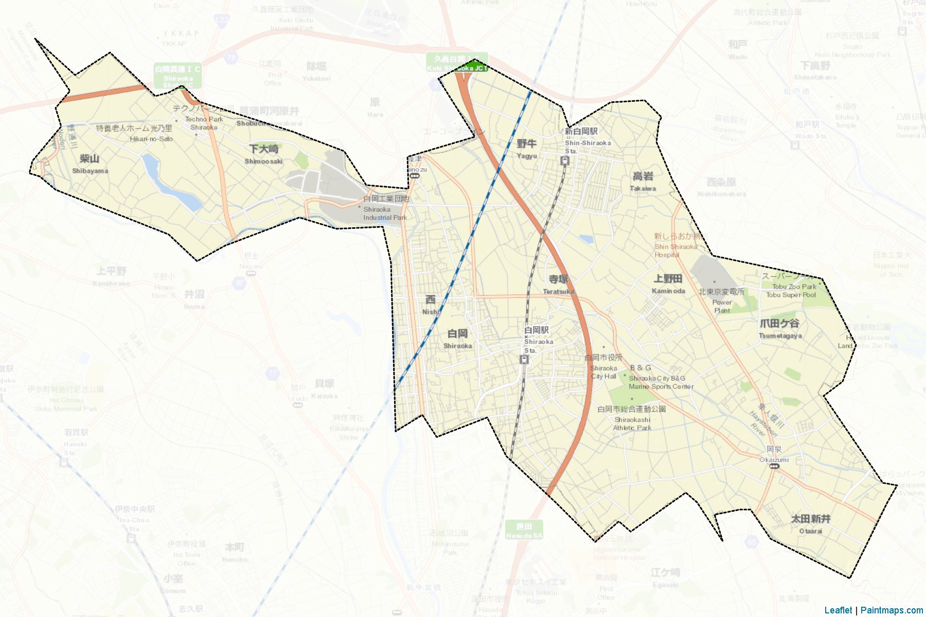 Muestras de recorte de mapas Shiraoka (Saitama)-2