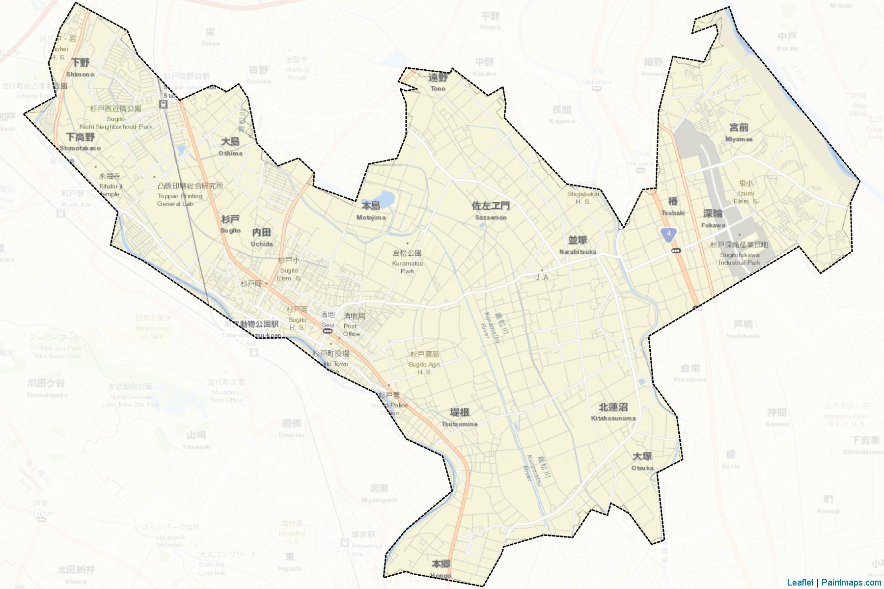 Sugito (Saitama Prefecture) Map Cropping Samples-2