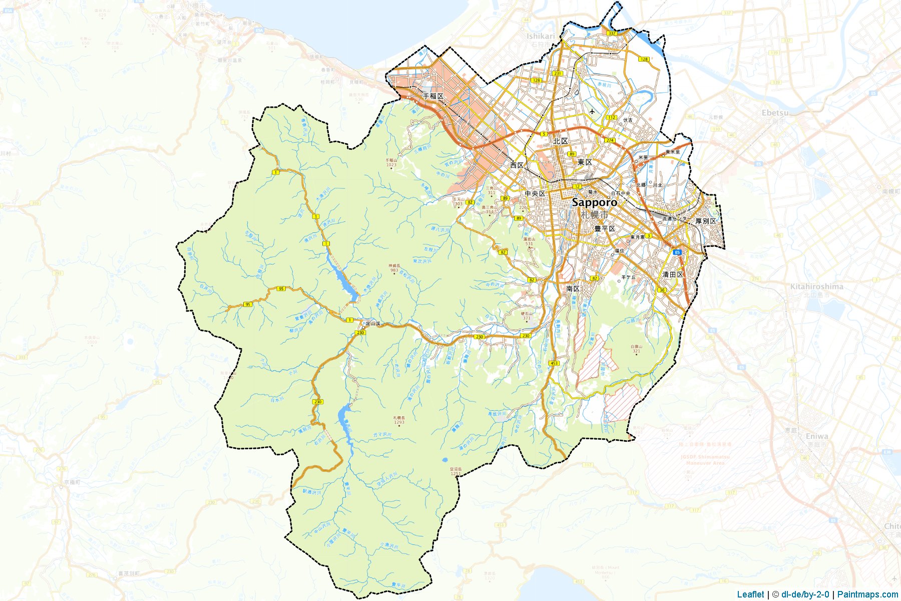 Sapporo (Hokkaido Prefecture) Map Cropping Samples-1