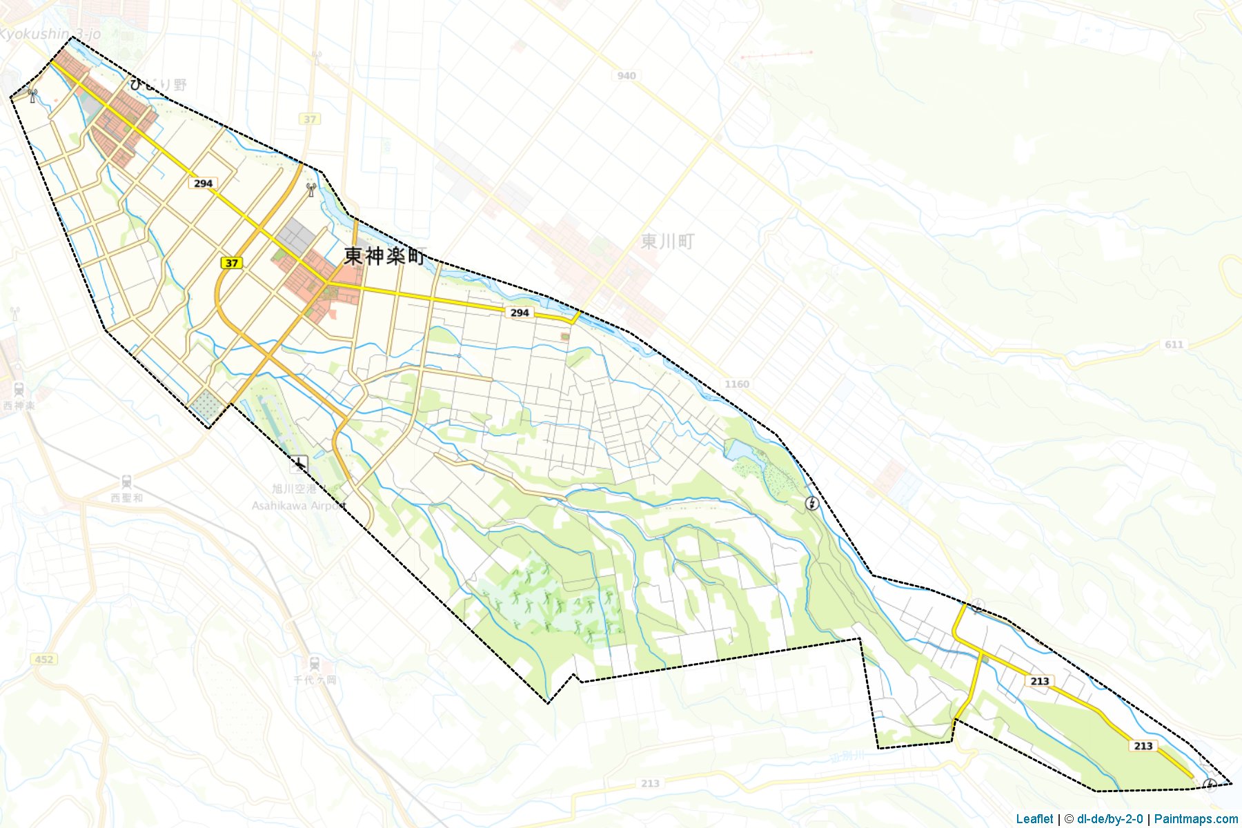 Muestras de recorte de mapas Higashikagura (Hokkaido)-1