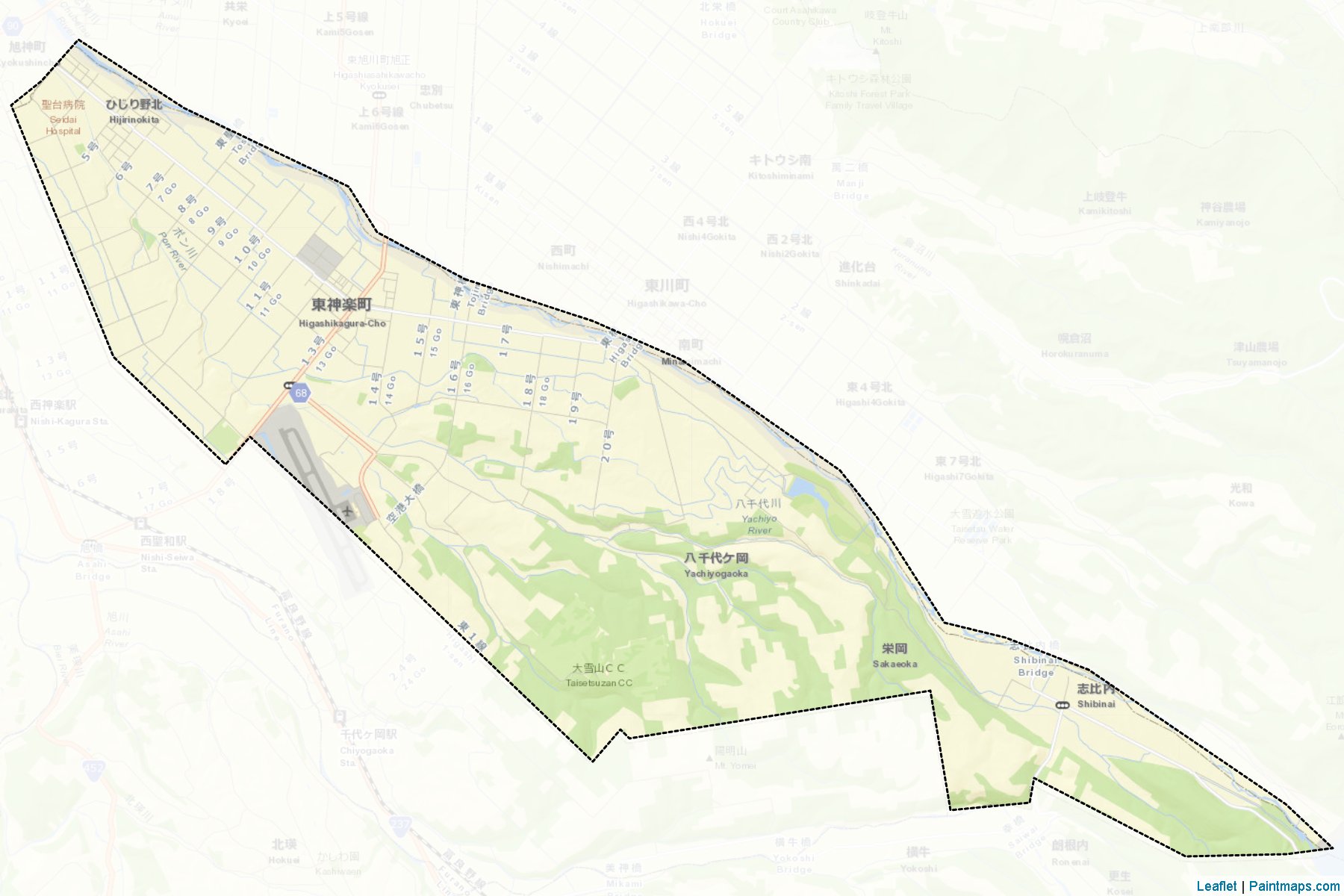 Higashikagura (Hokkaido Prefecture) Map Cropping Samples-2