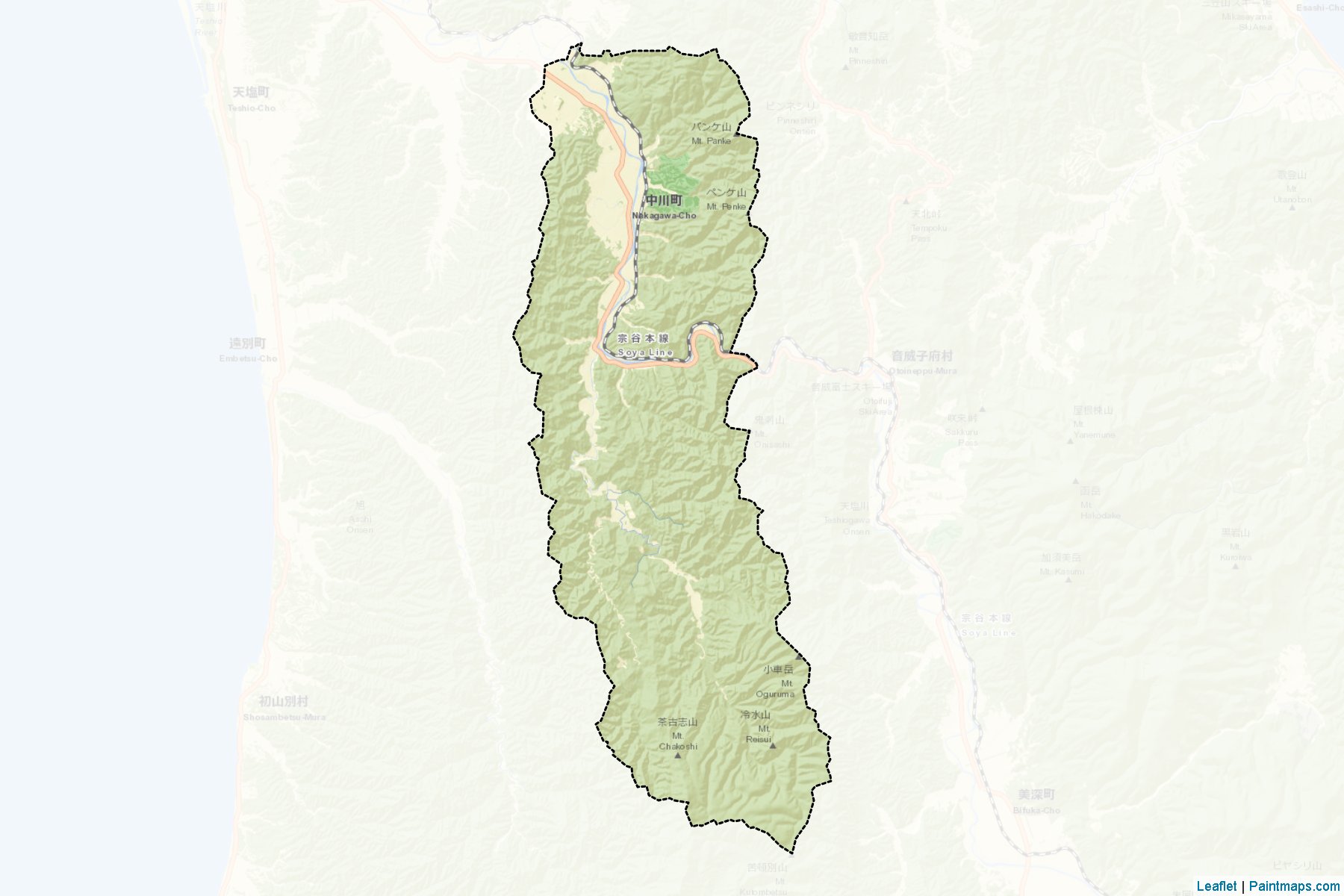 Nakagawa (Hokkaido Prefecture) Map Cropping Samples-2